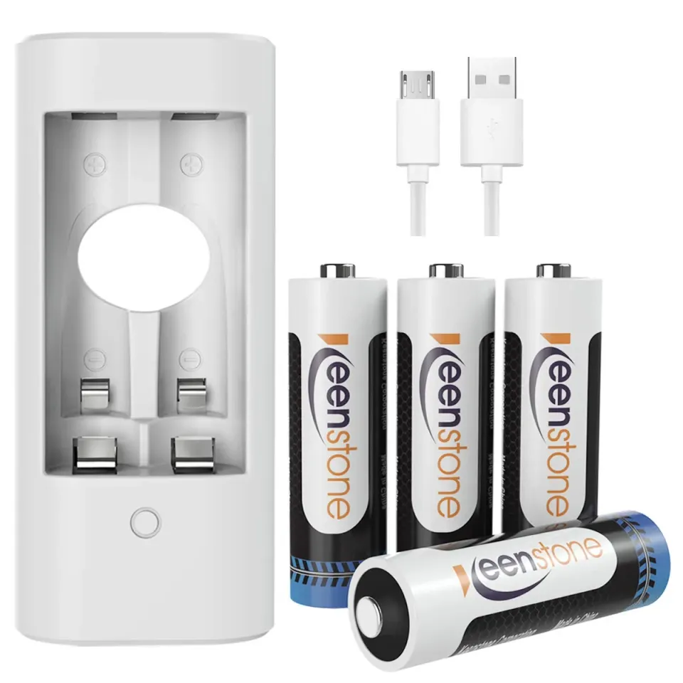 Keenstone LR6 AA lithium rechargeable 1,5 V, 4 piles et chargeur
