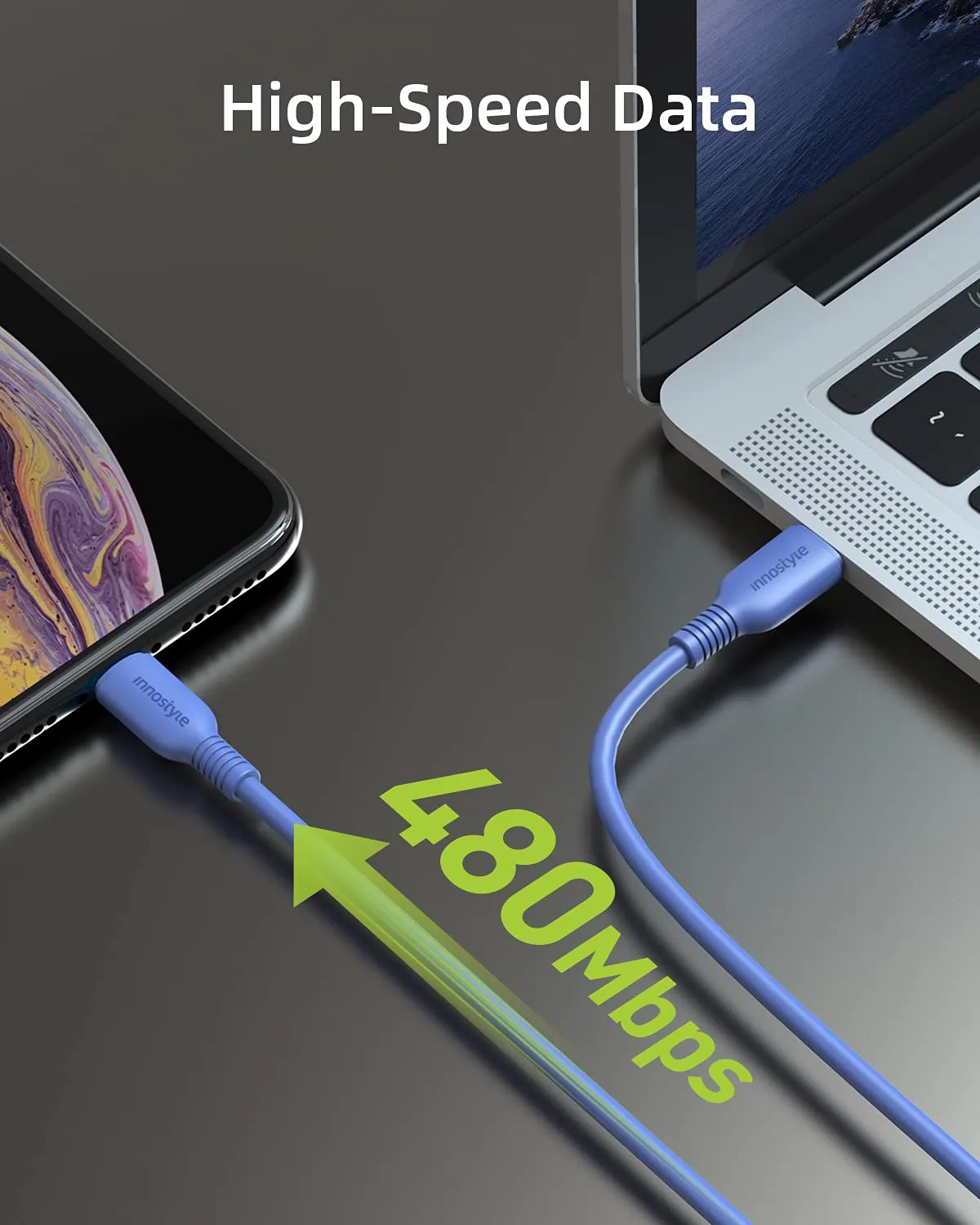 Innostyle Jazzy câble USB-C Lightning MFi 1m bleu