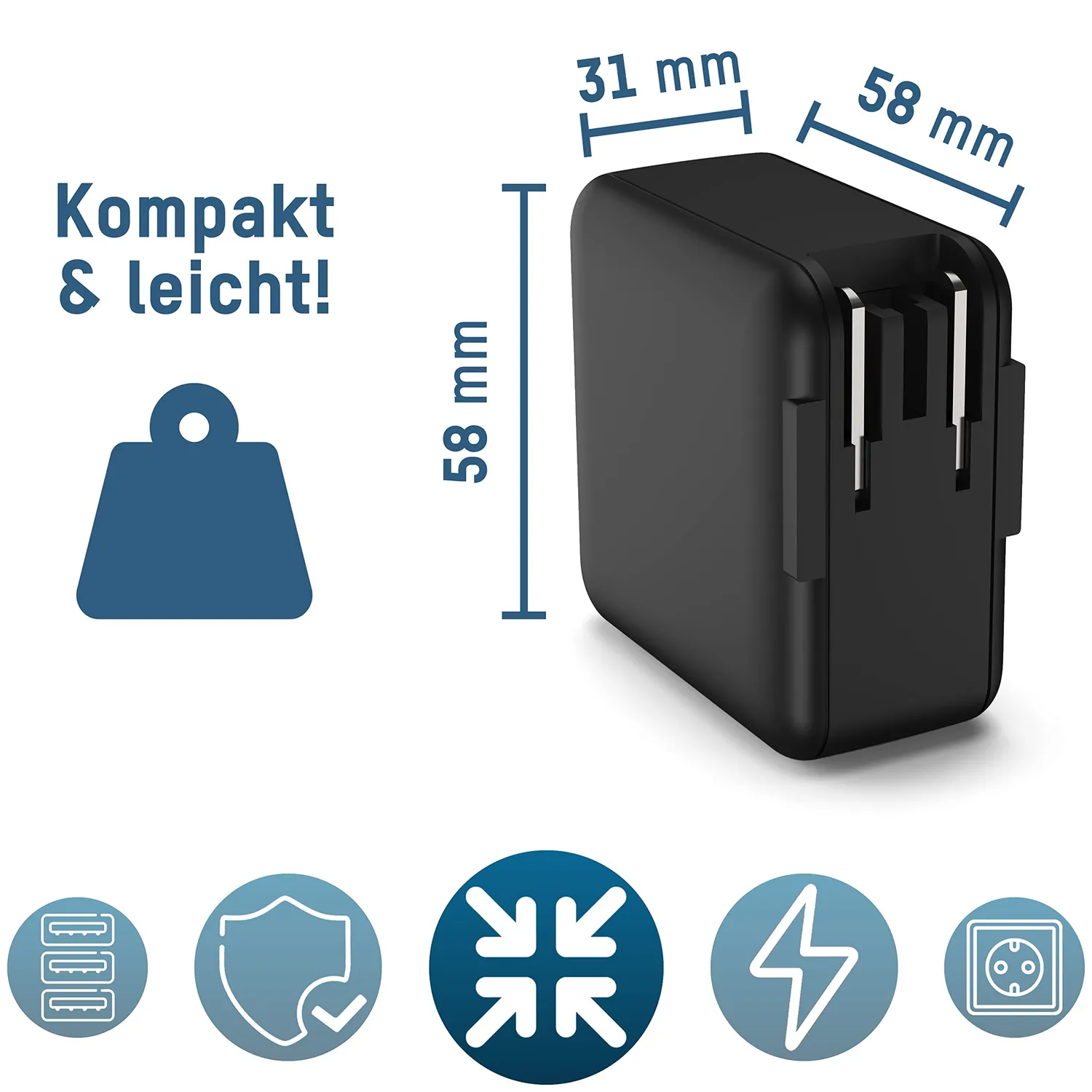 ANSMANN TC315 chargeur USB de voyage 15 W 3 ports prises interchangeables