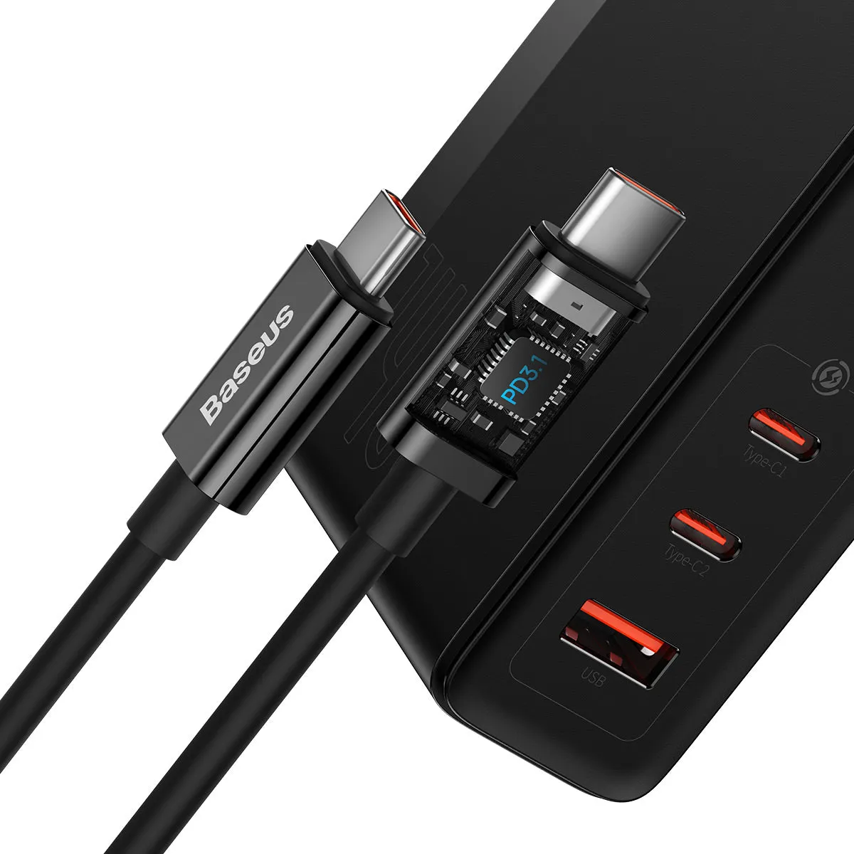 Baseus PowerMega 3 Ports chargeur rapide 140 W noir
