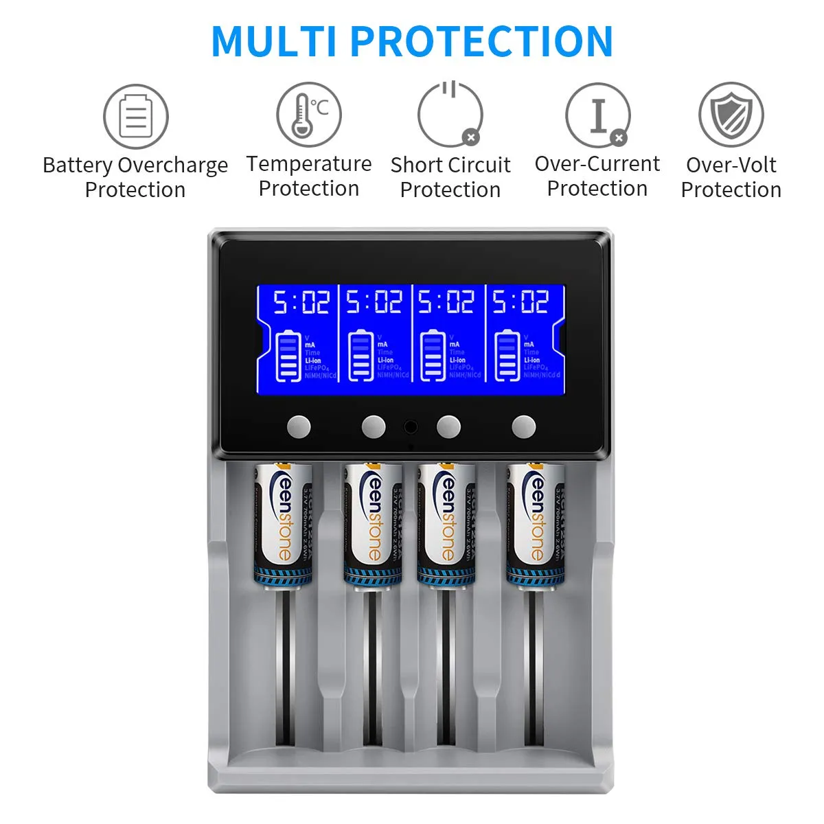 Keenstone chargeur universel 4 emplacements LCD