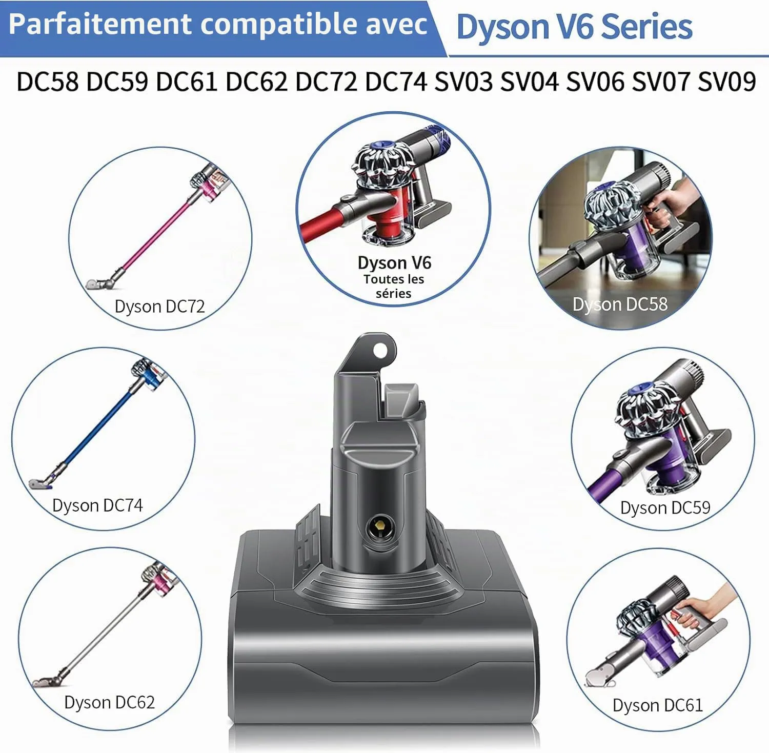 Keenstone V6 batterie Dyson 4600 mAh avec filtres