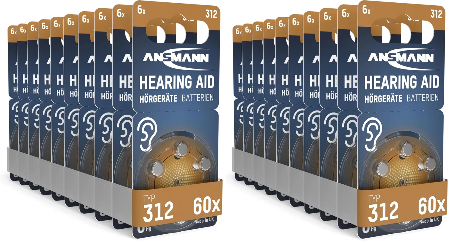 ANSMANN piles auditives 312 lot de 120 marron sans mercure