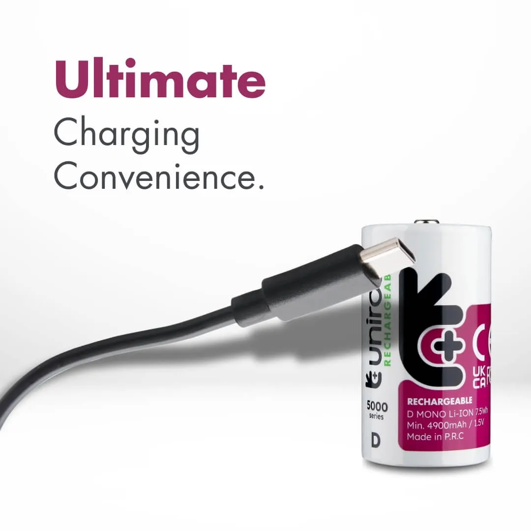 Uniross USB-C D 1.5V pile rechargeable lithium lot 2