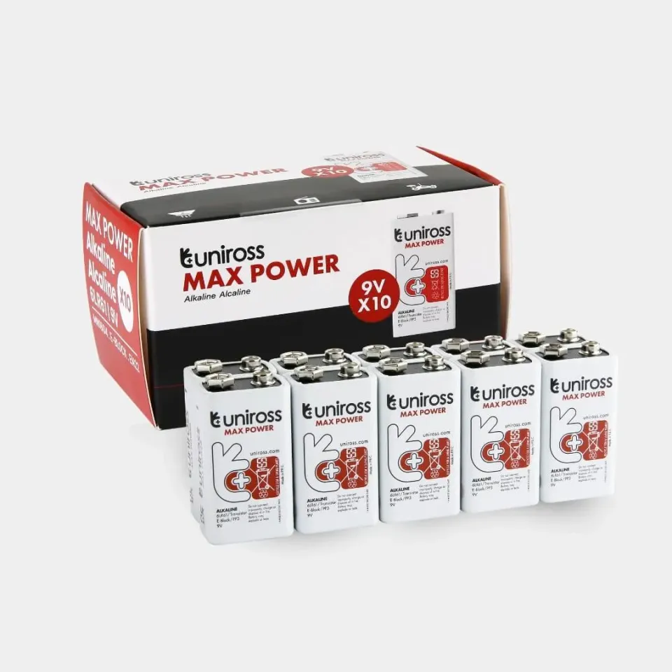 Uniross Max Power 6LR61 pile alcaline 9 V 10 pièces