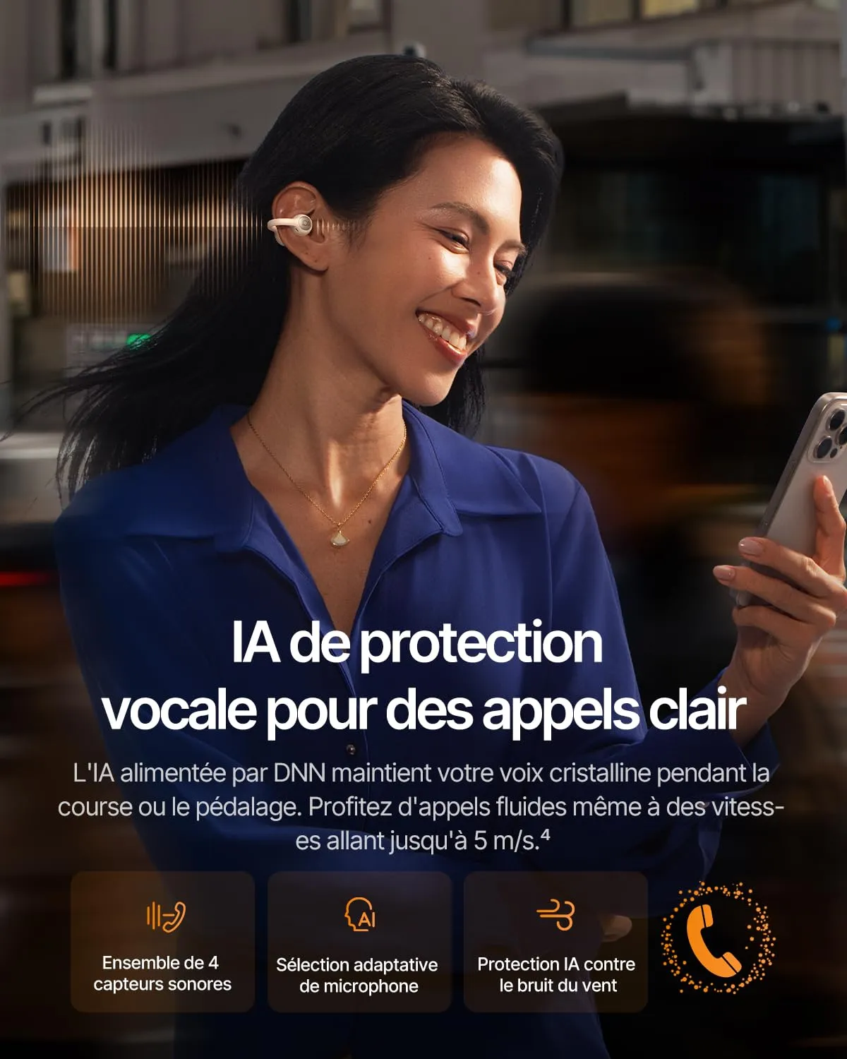 Baseus Inspire XC1 écouteurs ouverts Bluetooth Blanc lunaire IP66
