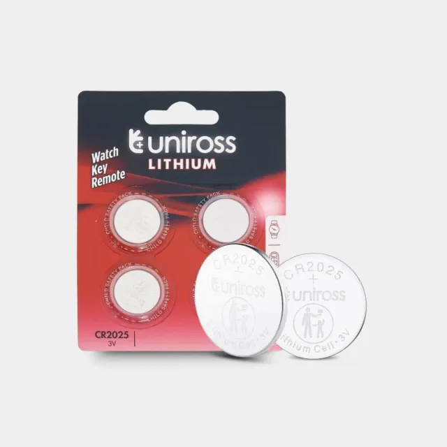 Uniross piles bouton lithium CR2025 blister de 4