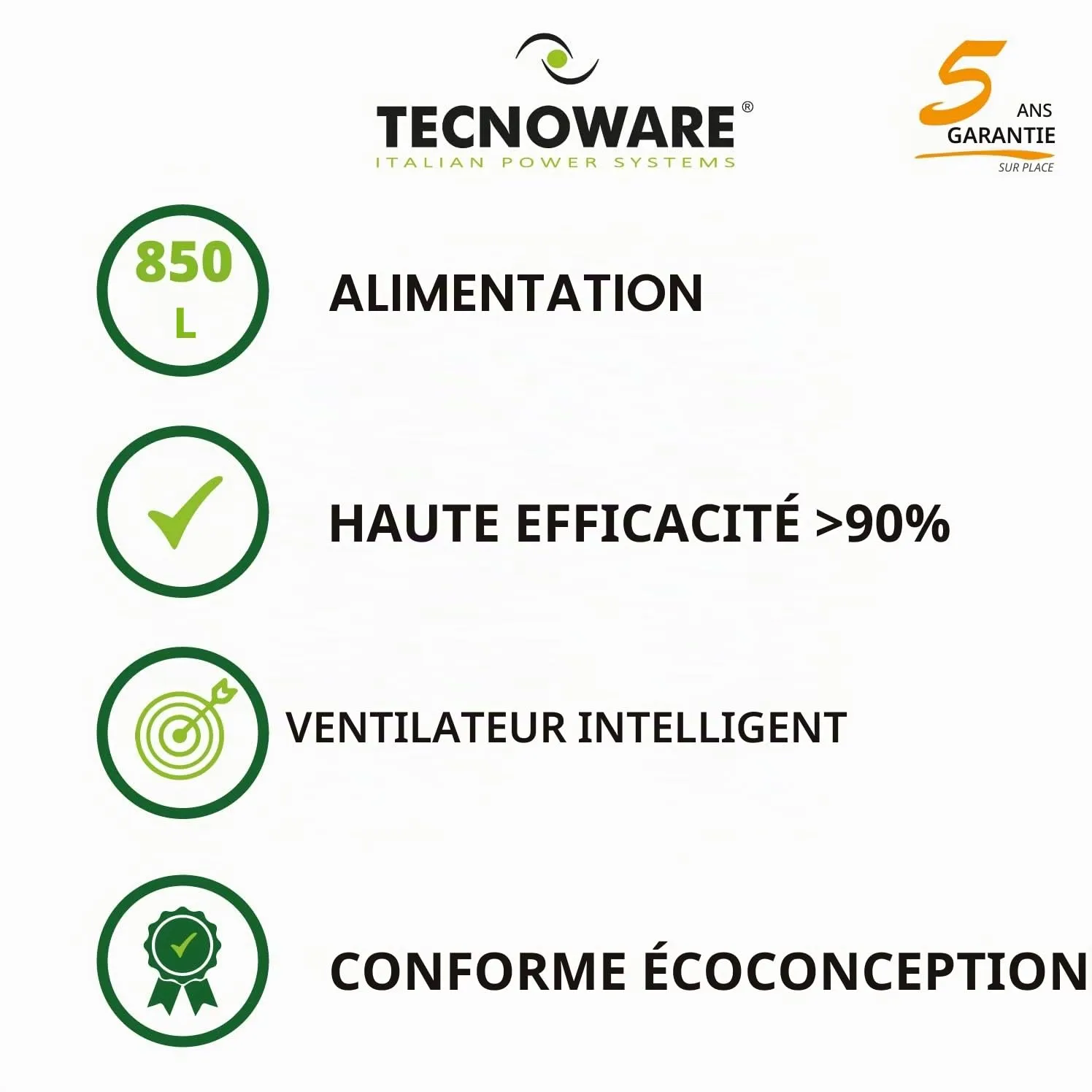 Tecnoware 850W alimentation modulaire PC Gaming Gold