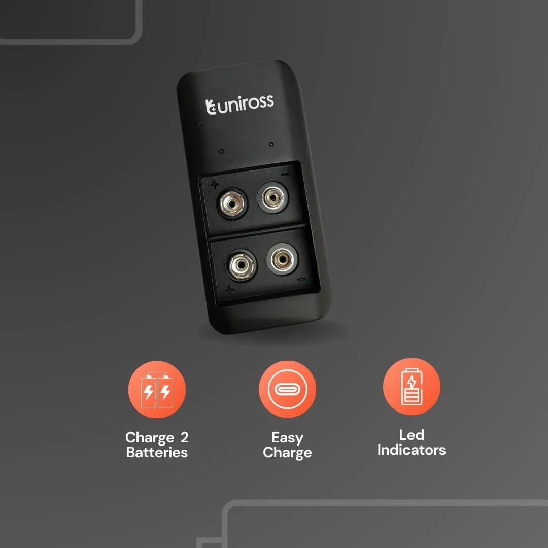 Uniross Dual 9V chargeur piles 9V double USB-C