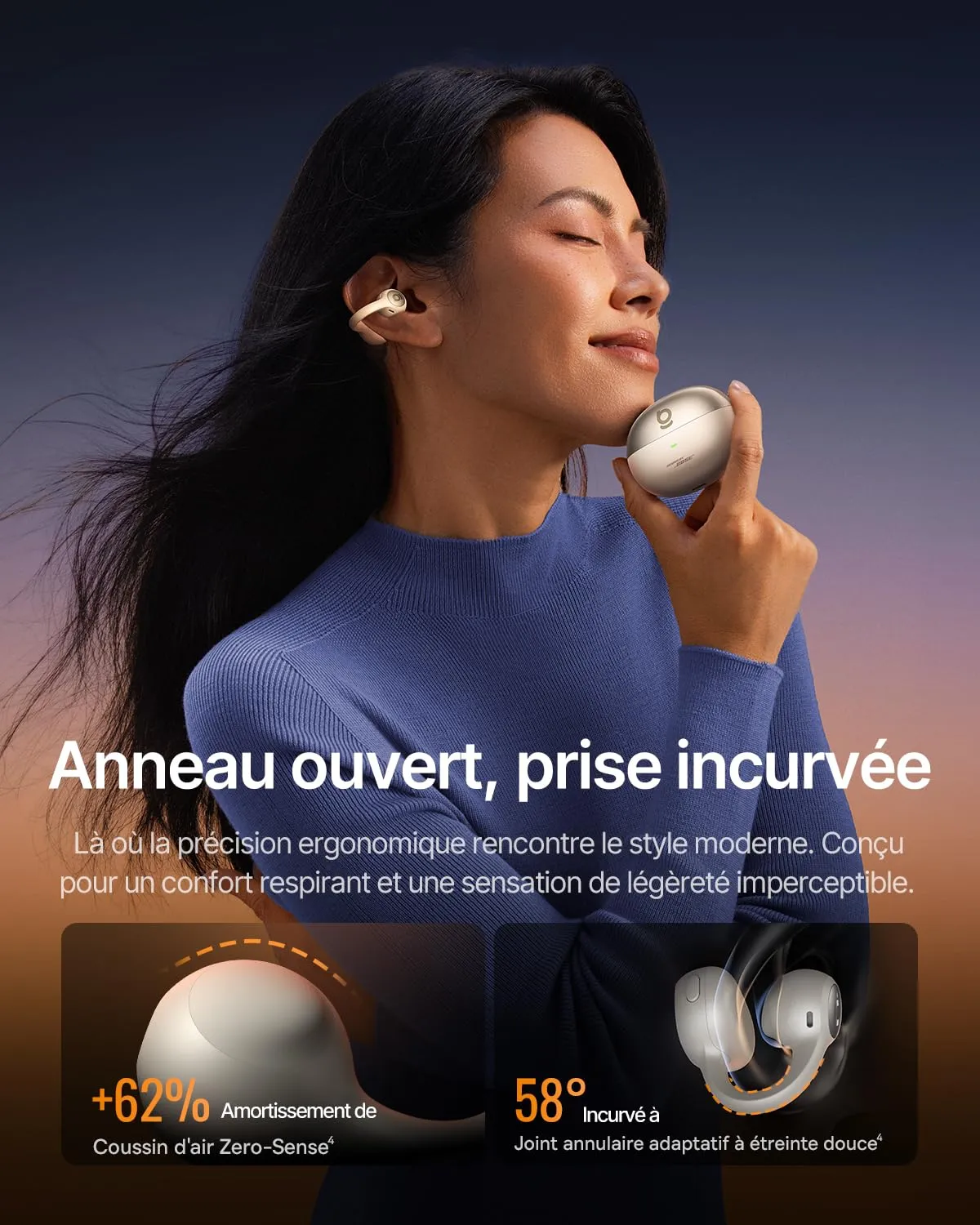 Baseus Inspire XC1 écouteurs ouverts Bluetooth Blanc lunaire IP66