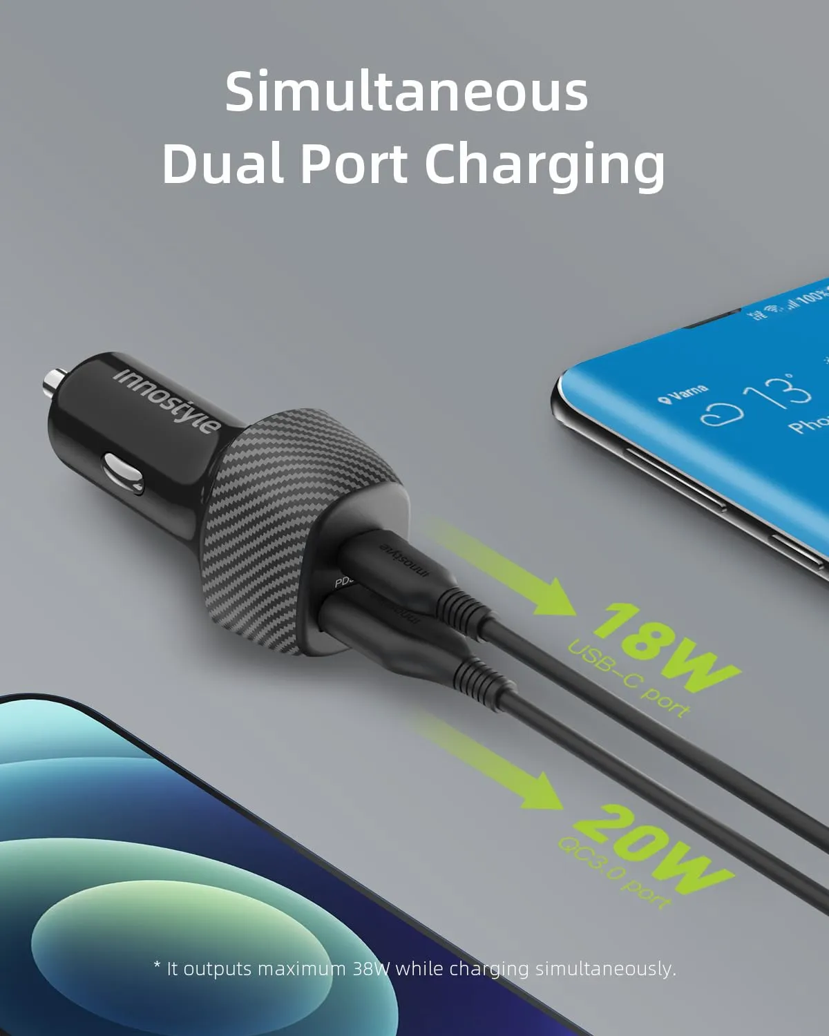 Innostyle PowerOn Speed chargeur voiture USB-A USB-C 38 W