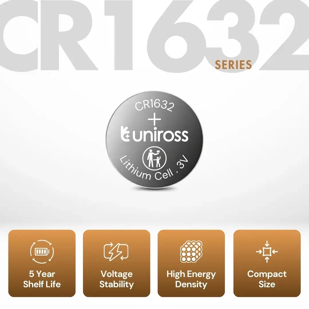 Uniross CR1632 pile bouton lithium 3 V 120 mAh industrielle