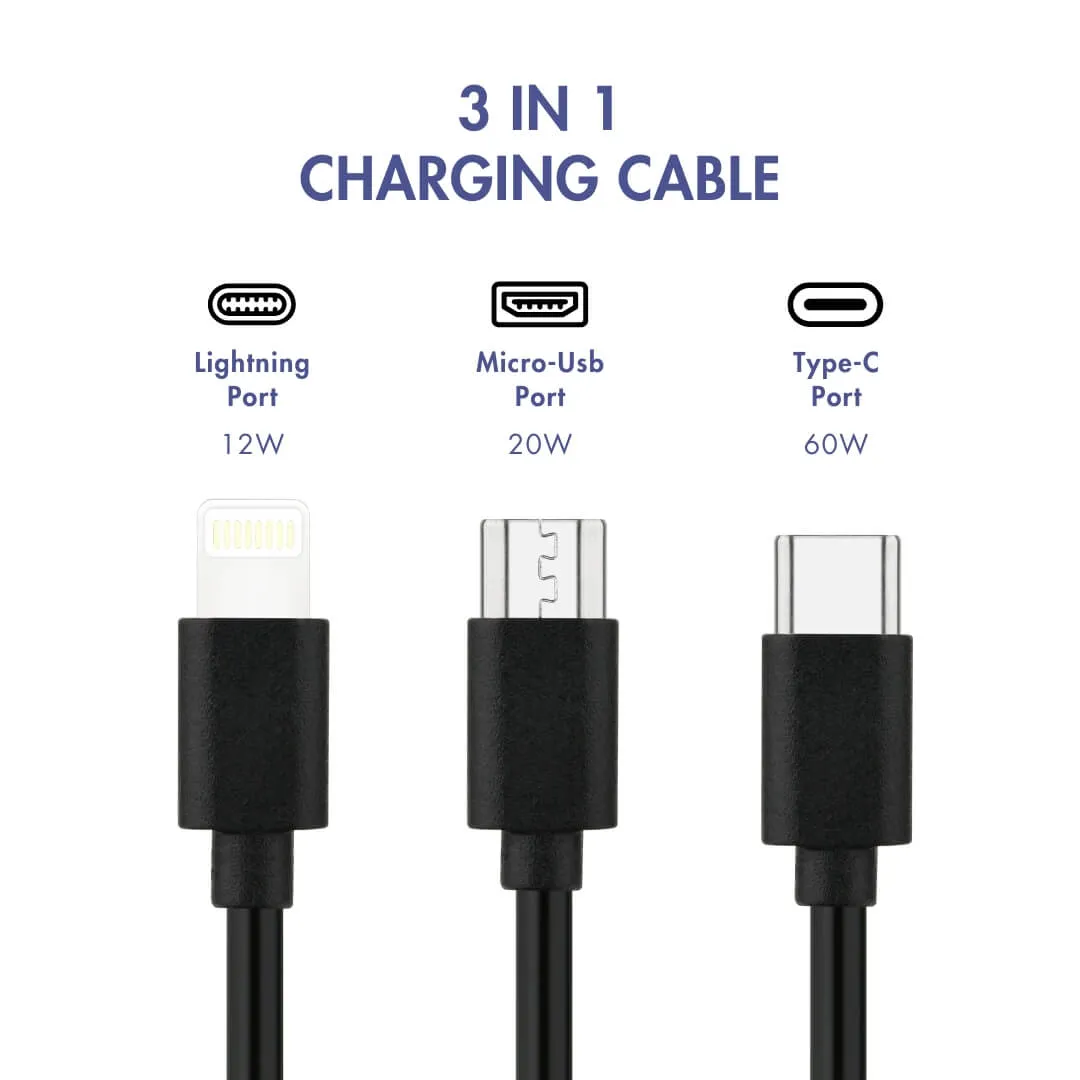 Uniross 3-en-1 câble chargeur 2m multi-connecteurs