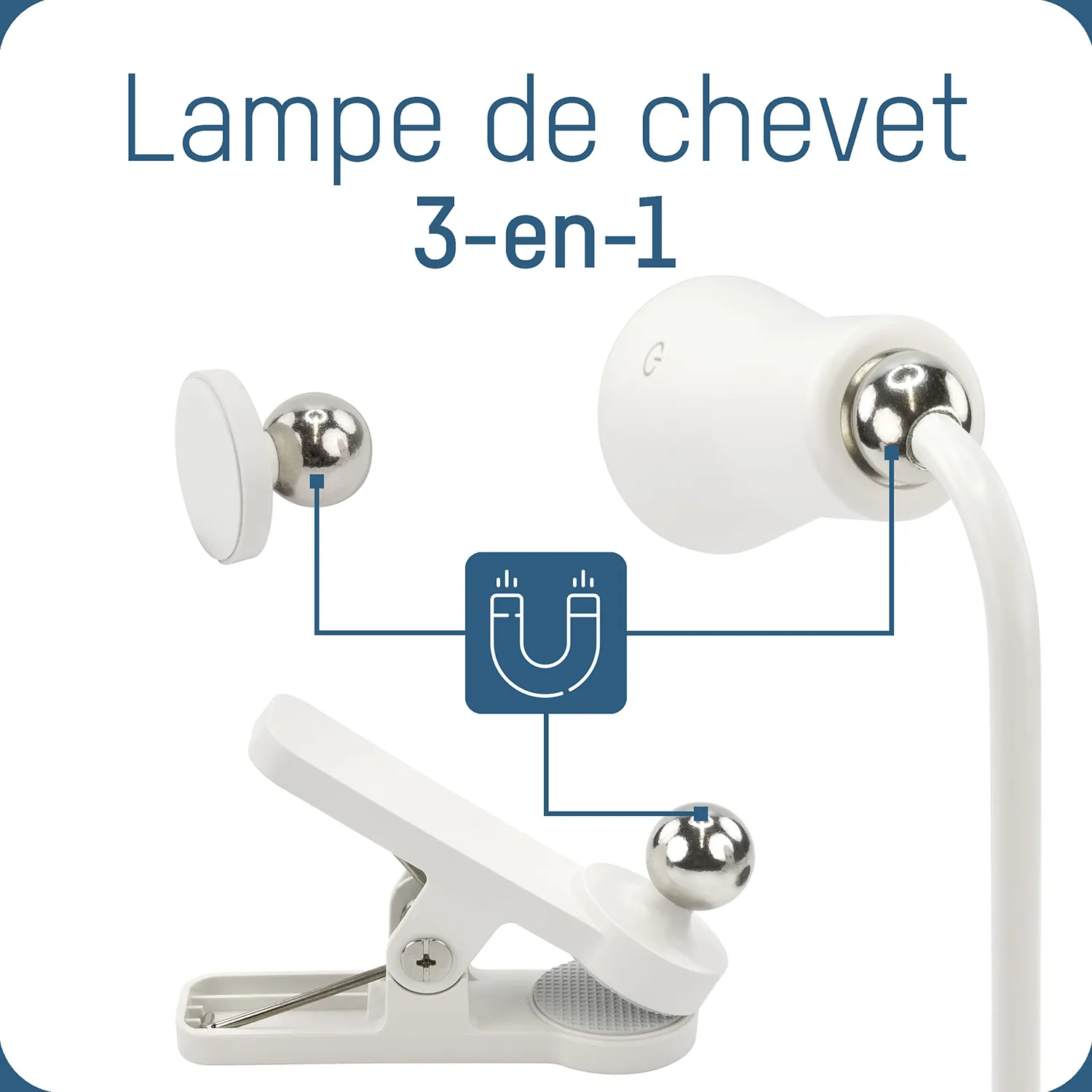 ANSMANN 3 en 1 lampe de bureau LED rechargeable USB-C