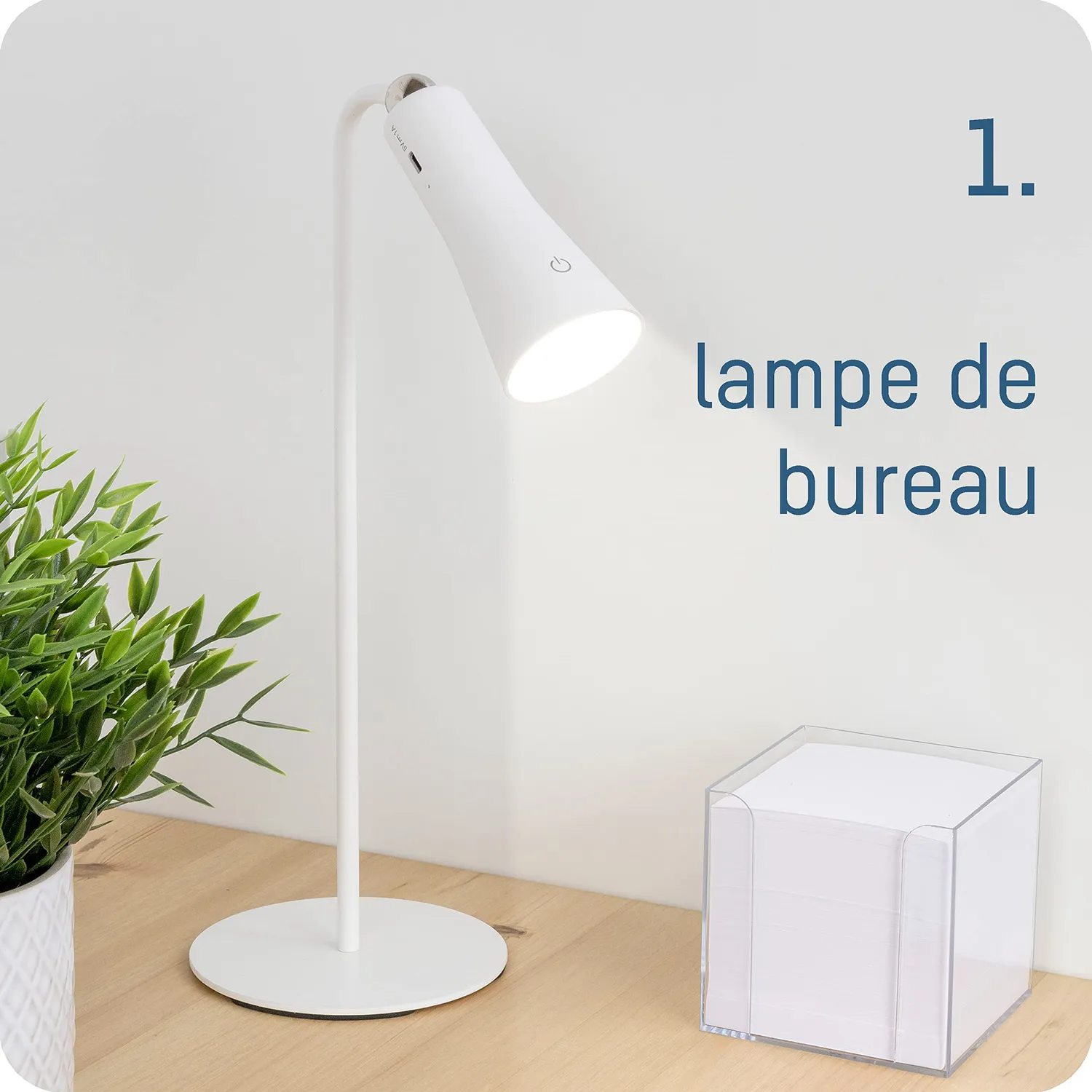ANSMANN 3 en 1 lampe de bureau LED rechargeable USB-C
