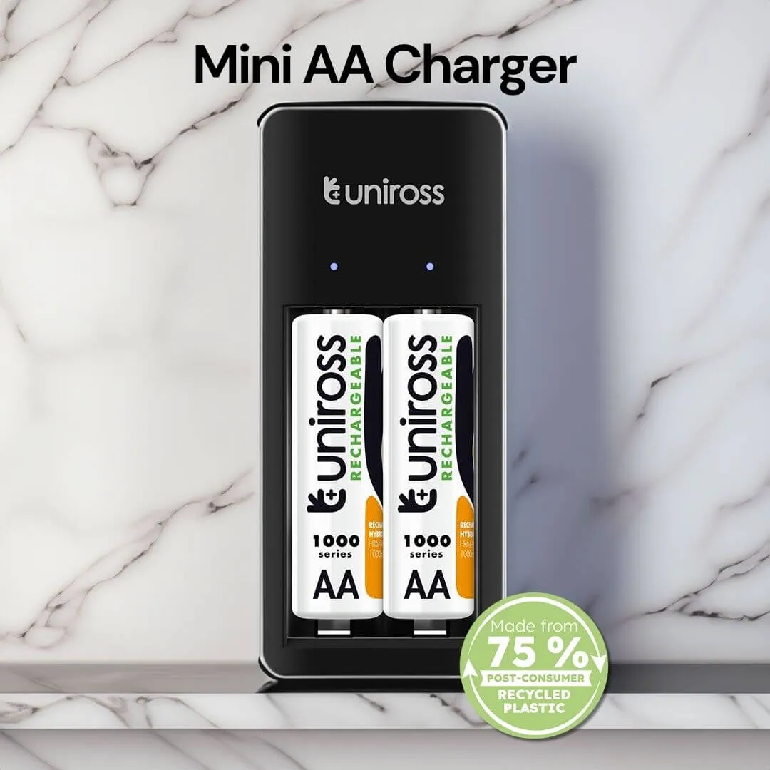 Uniross Mini Chargeur Piles AA AAA + 2 piles AA incluses