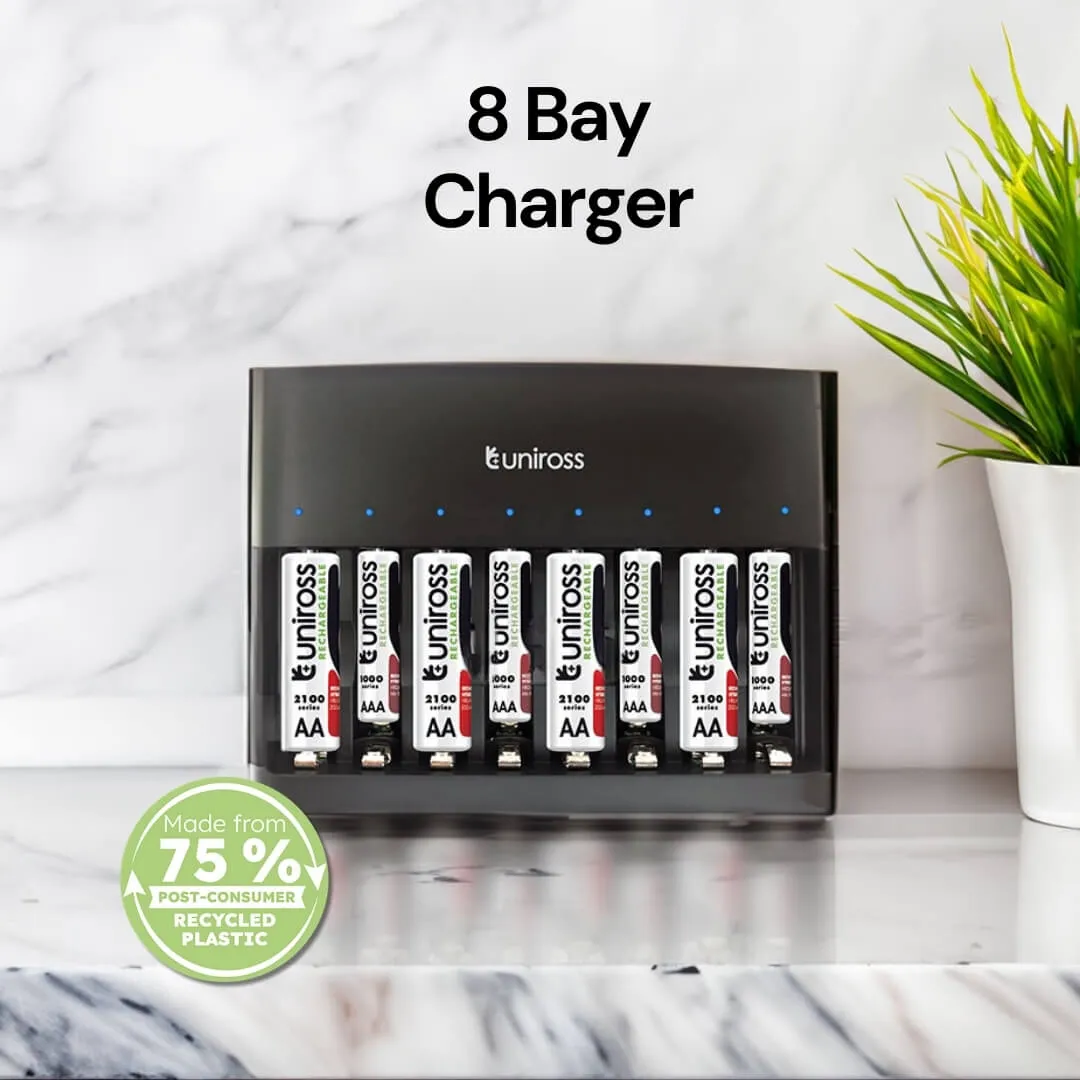 Uniross 8 Bay chargeur 8 baies piles AA AAA simultané