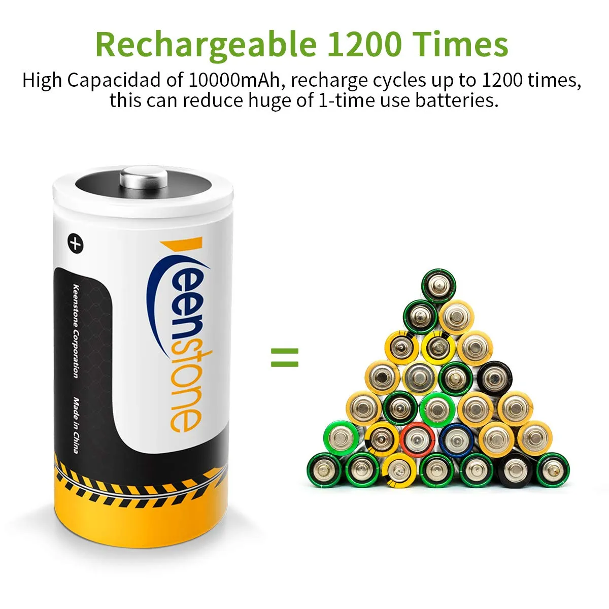 Keenstone piles D/LR20 rechargeables 4 pièces 10000 mAh Ni-MH