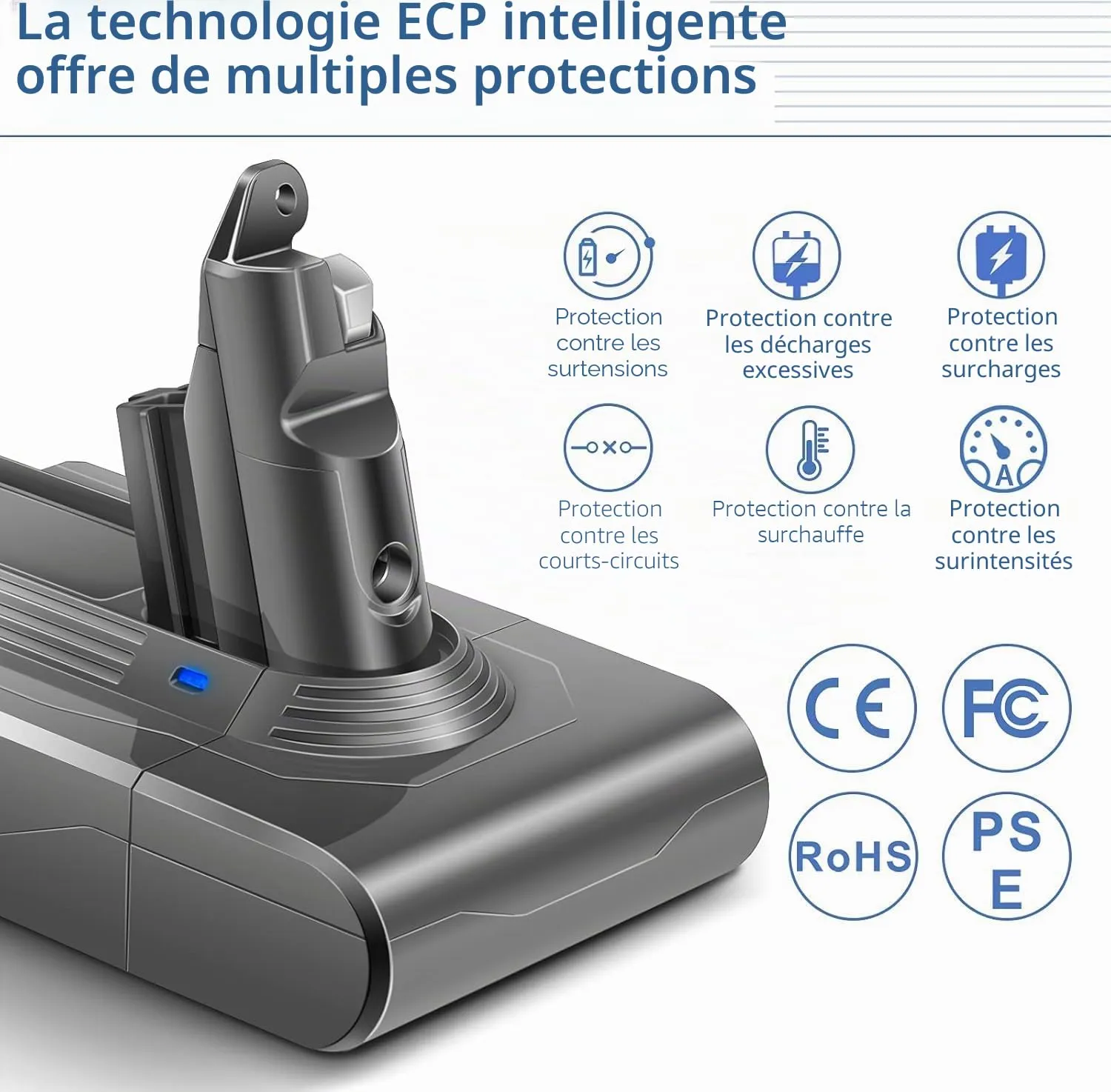 Keenstone V6 batterie Dyson 4600 mAh avec filtres
