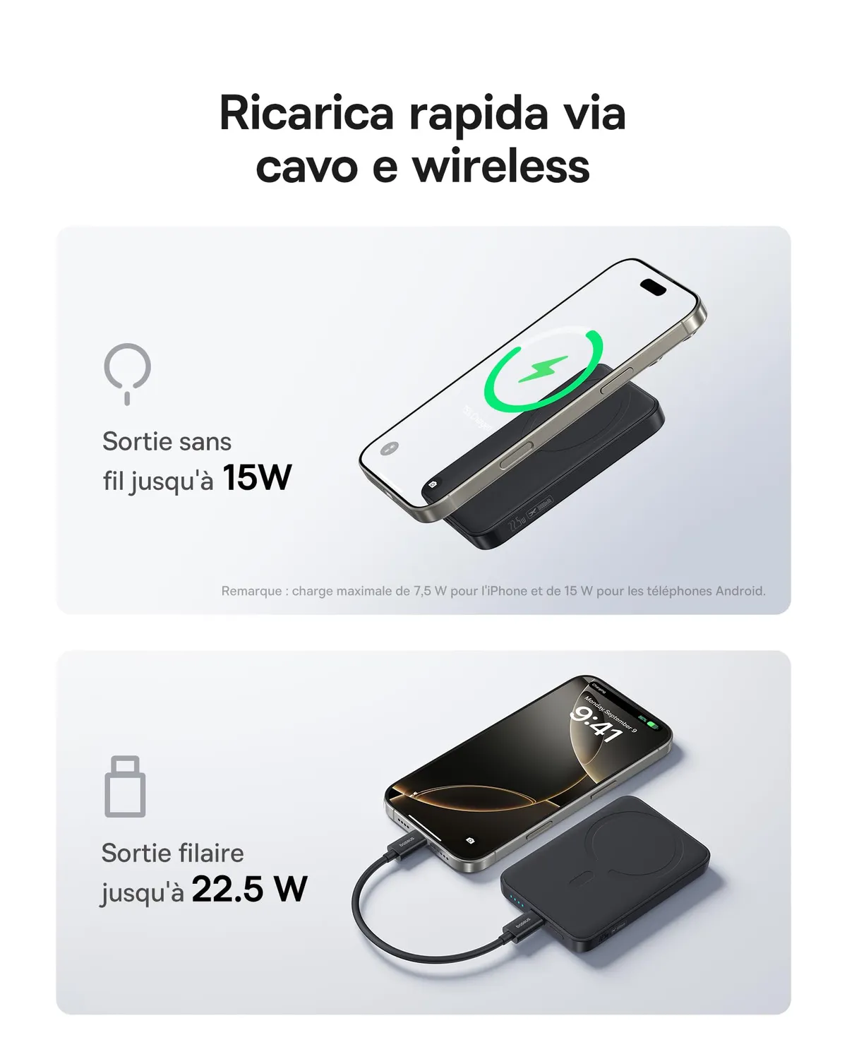 Baseus Enerfill batterie externe MagSafe 10000 mAh noire