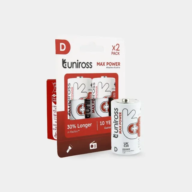 Uniross Max Power LR20 pile alcaline D lot de 2