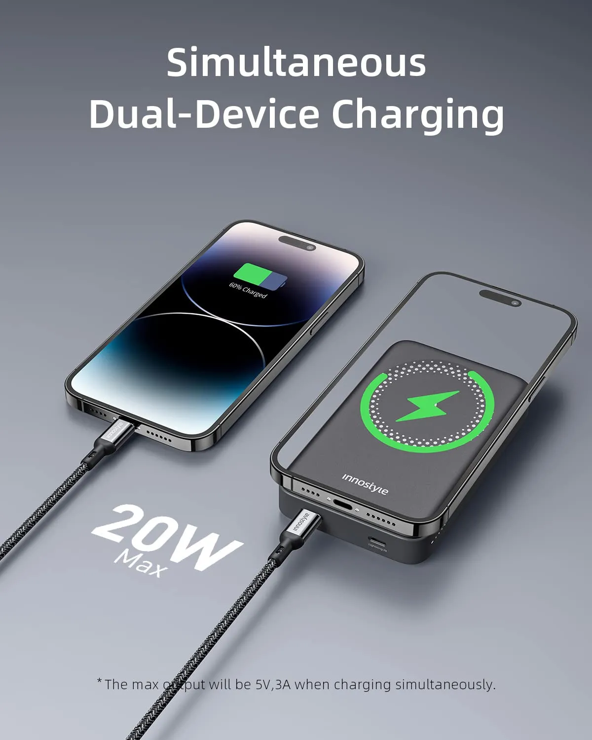 Innostyle PowerMag 2in1 batterie externe MagSafe 10 000 mAh bleue avec support