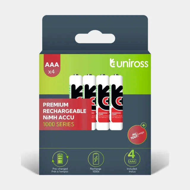 Uniross Ni-MH AAA 1000 mAh piles rechargeables lot de 4
