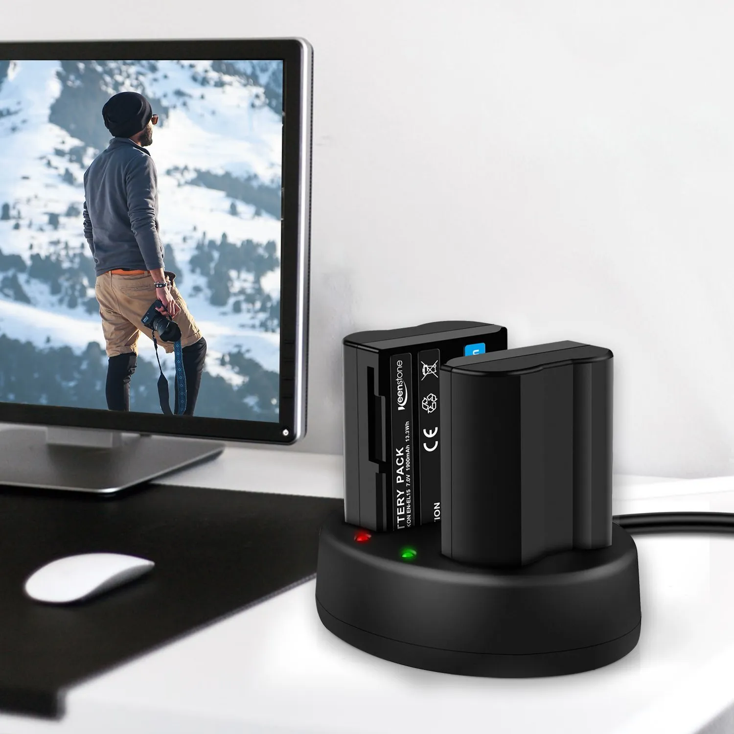 Keenstone EN-EL15A batterie appareil photo 1900 mAh avec chargeur USB double