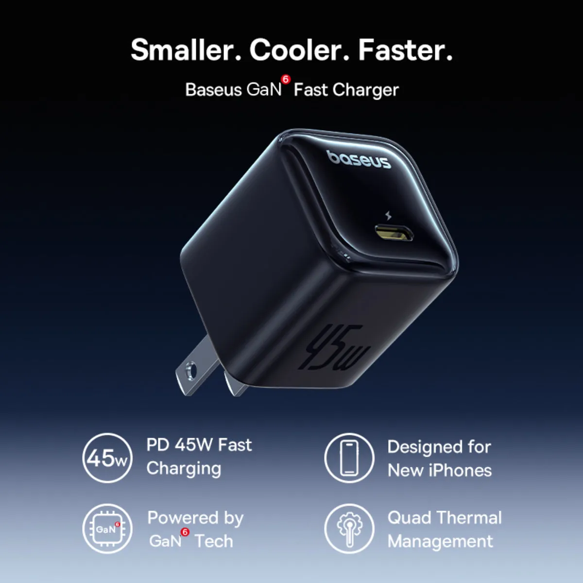 Baseus PicoGo GaN chargeur USB-C 45 W lot de 2 noir et blanc