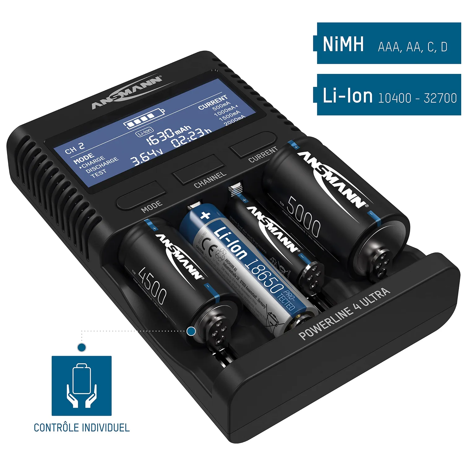 ANSMANN Powerline 4 Ultra chargeur piles 4 accus testeur