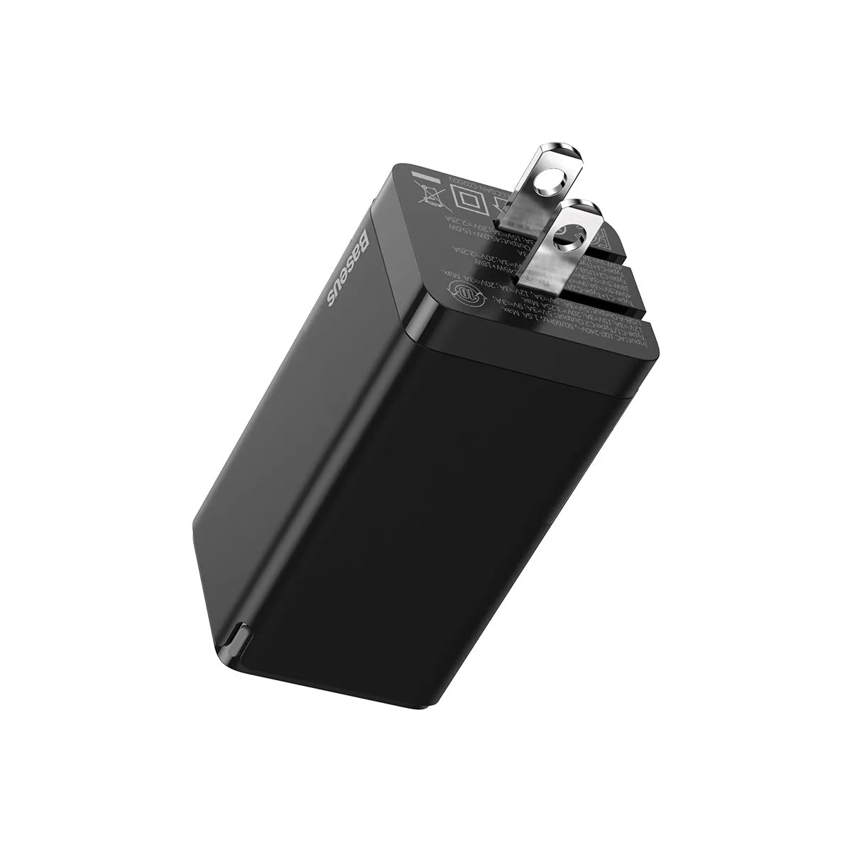Baseus GaN2 3 Ports Fast Charger 65W chargeur secteur noir
