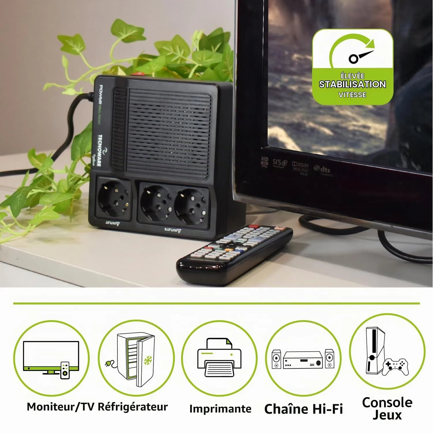 Tecnoware PowerReg 1000VA stabilisateur tension 3 prises