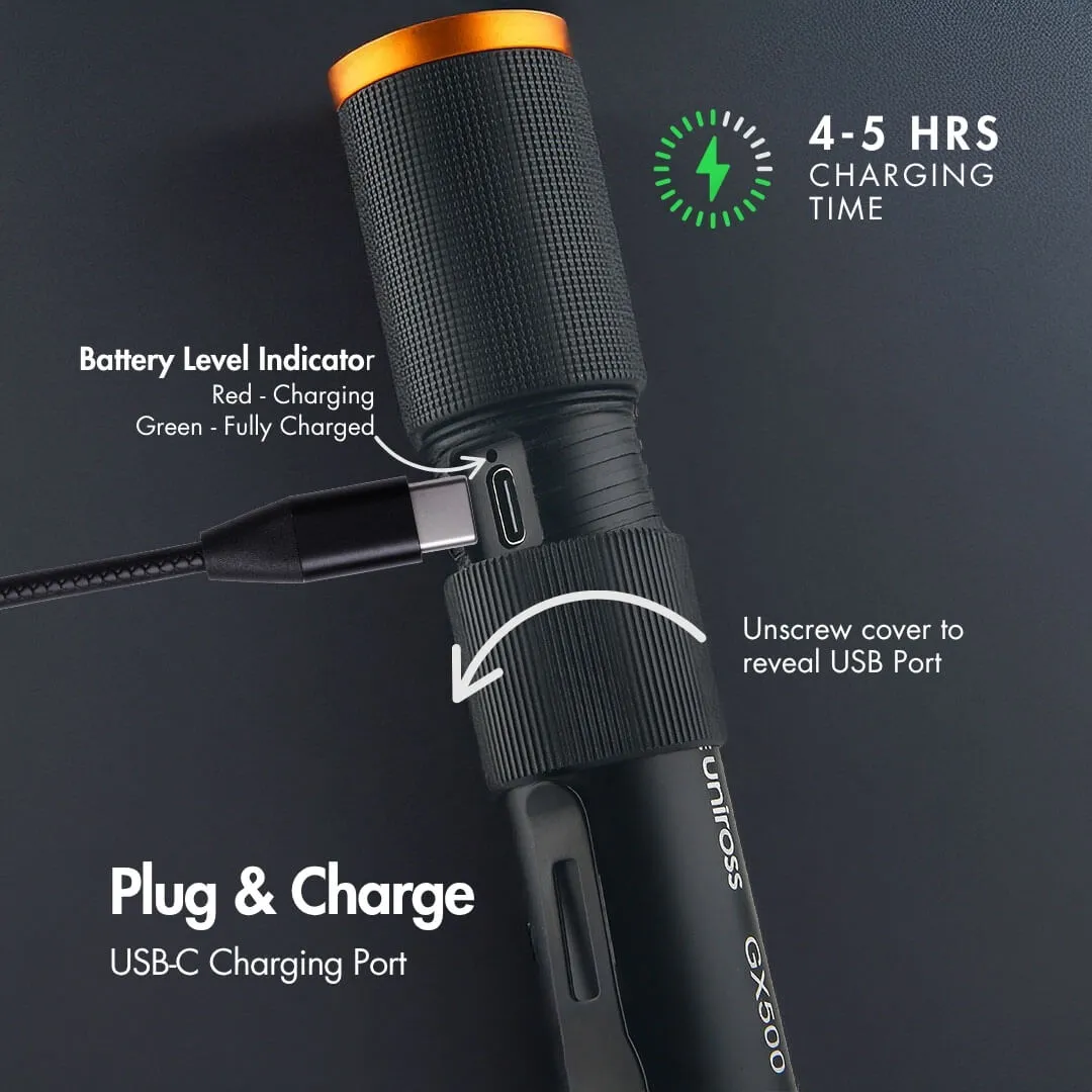 Uniross GX500 lampe torche rechargeable 1000 lm USB-C