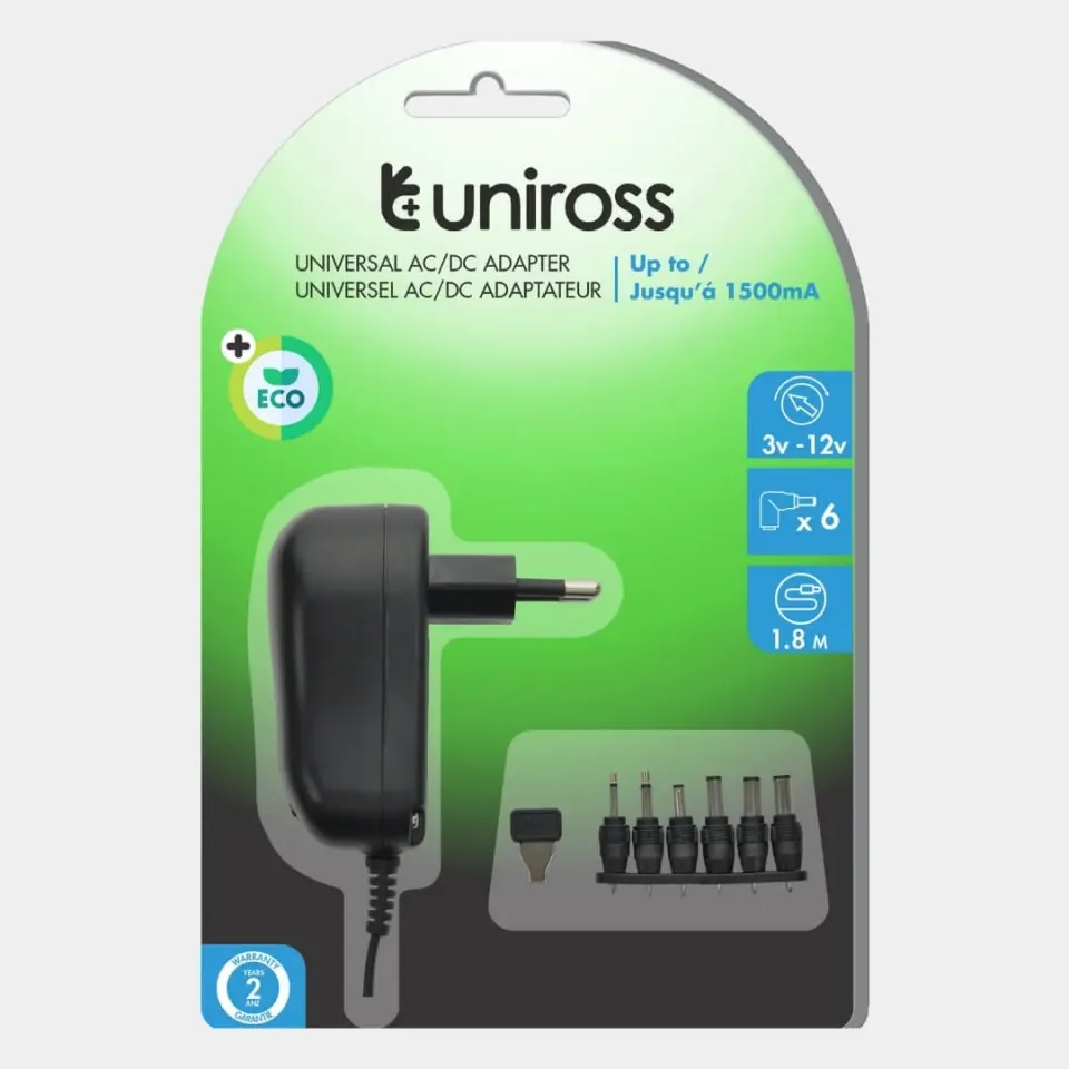 Uniross adaptateur secteur universel 18W protégé