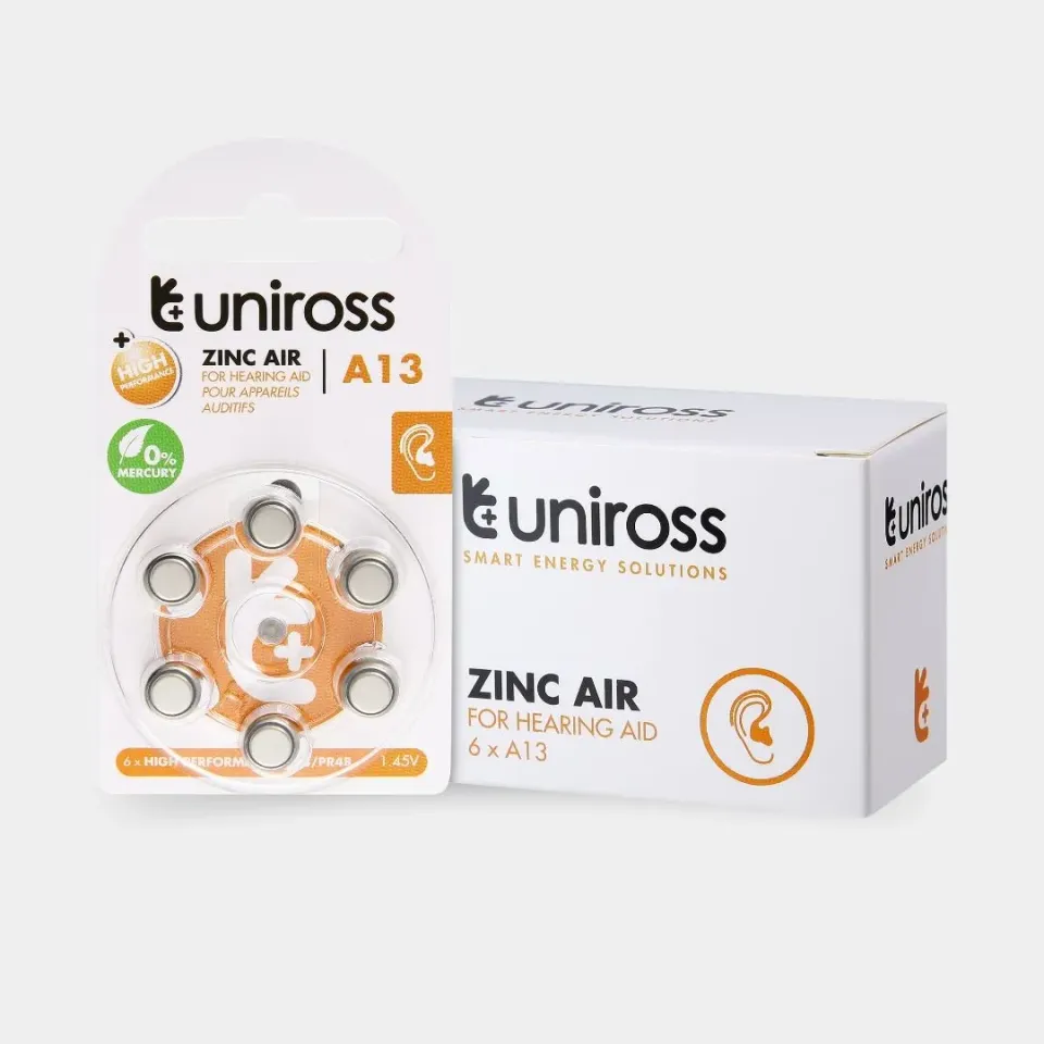 Uniross A13 UZA6A13 piles auditives 6 pièces zinc