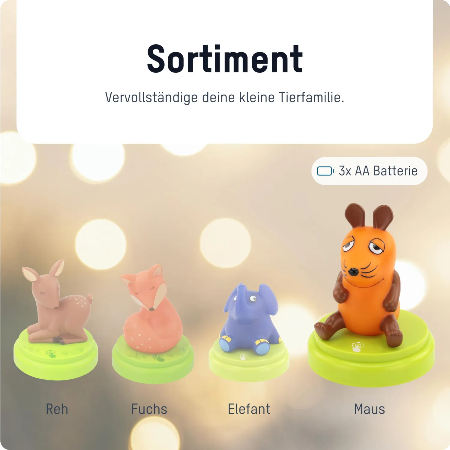 ANSMANN veilleuse LED Souris avec minuterie 30 min et 3 piles AA