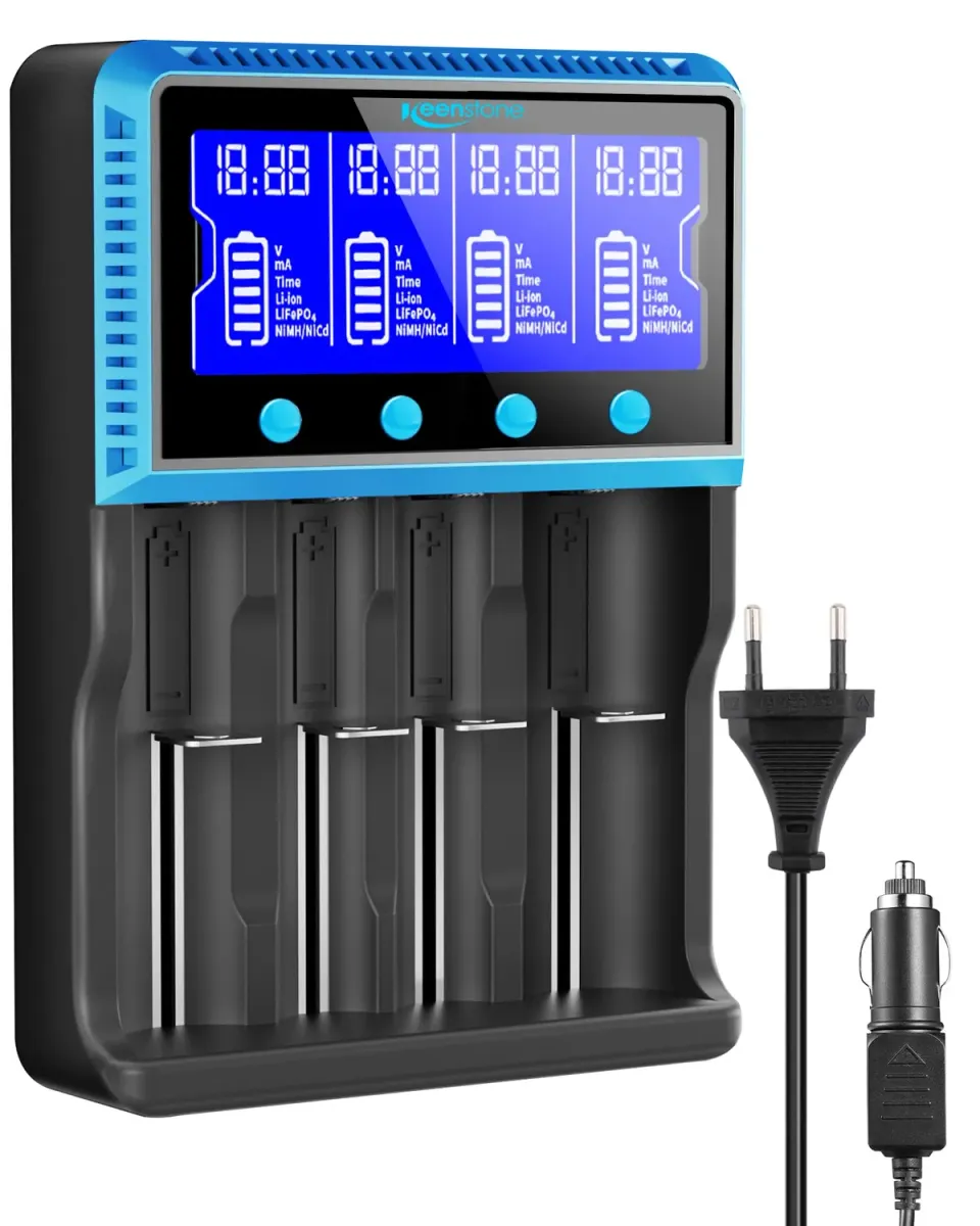 Keenstone chargeur universel 18650 4 emplacements LCD