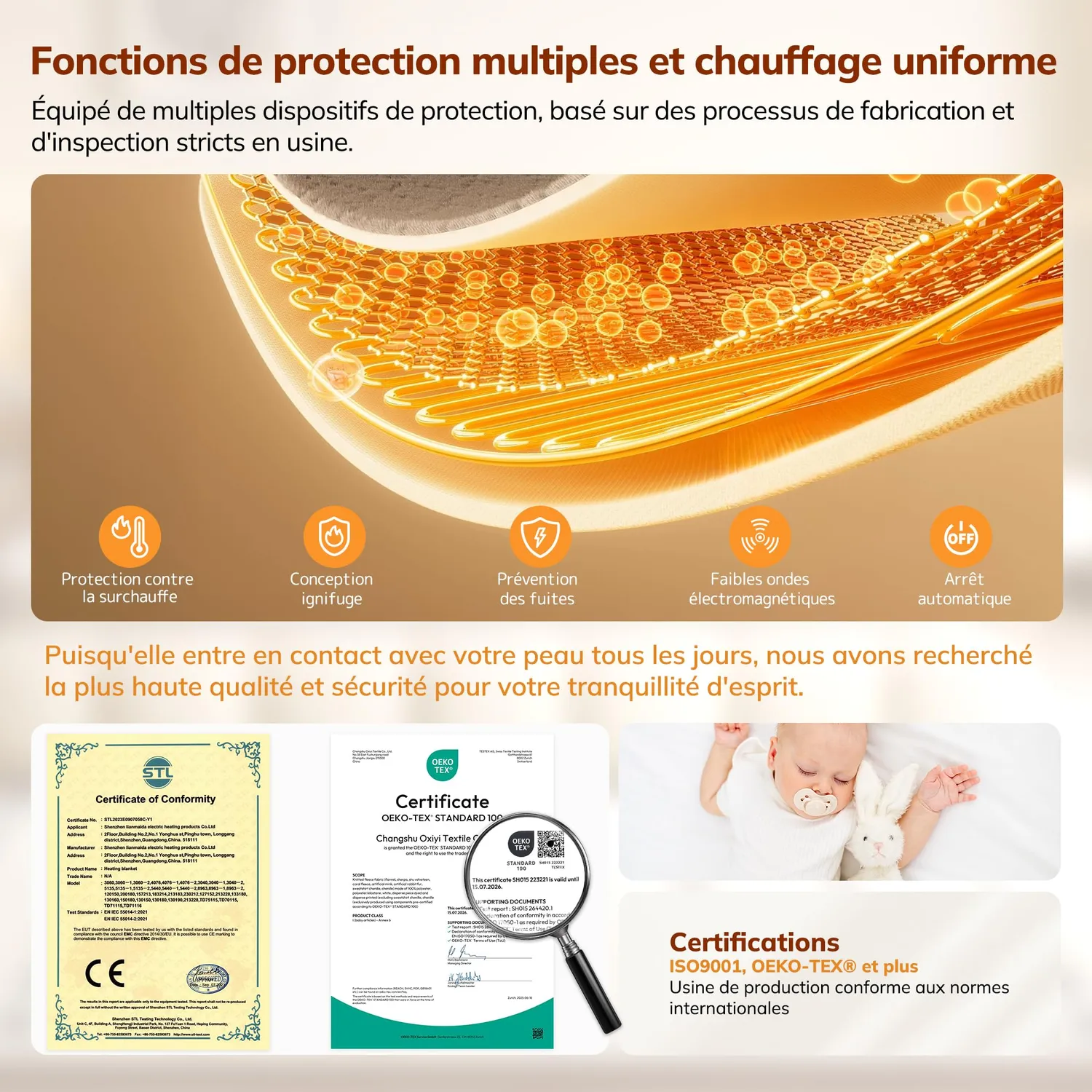 Keenstone couverture chauffante fausse fourrure grise 8 réglages minuterie 10 h