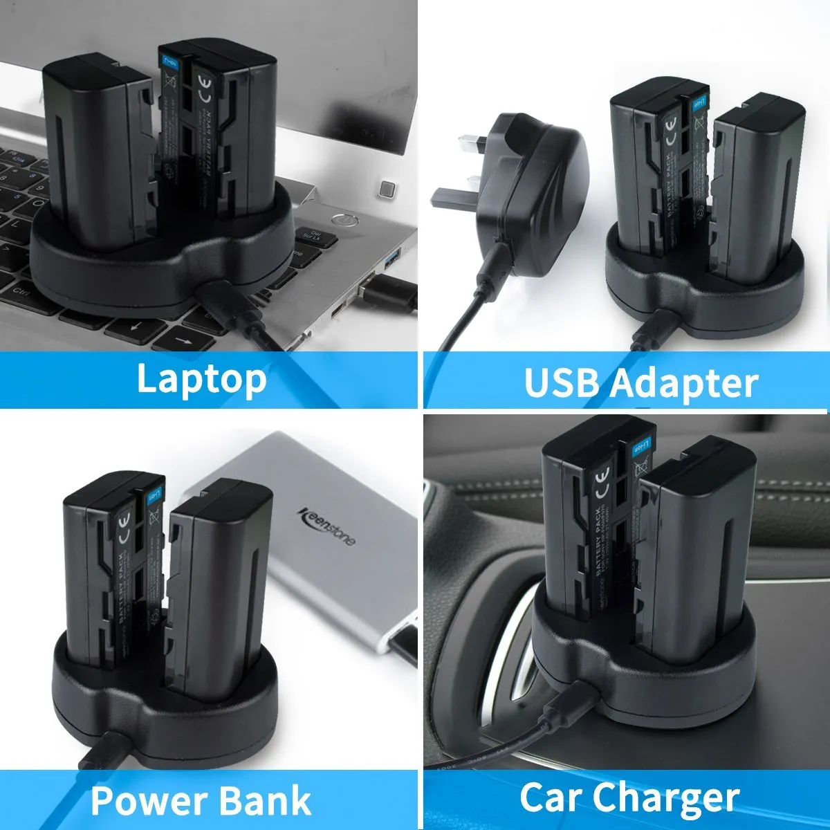 Keenstone NP-F550 batterie caméra 2600mAh lot 2 + chargeur