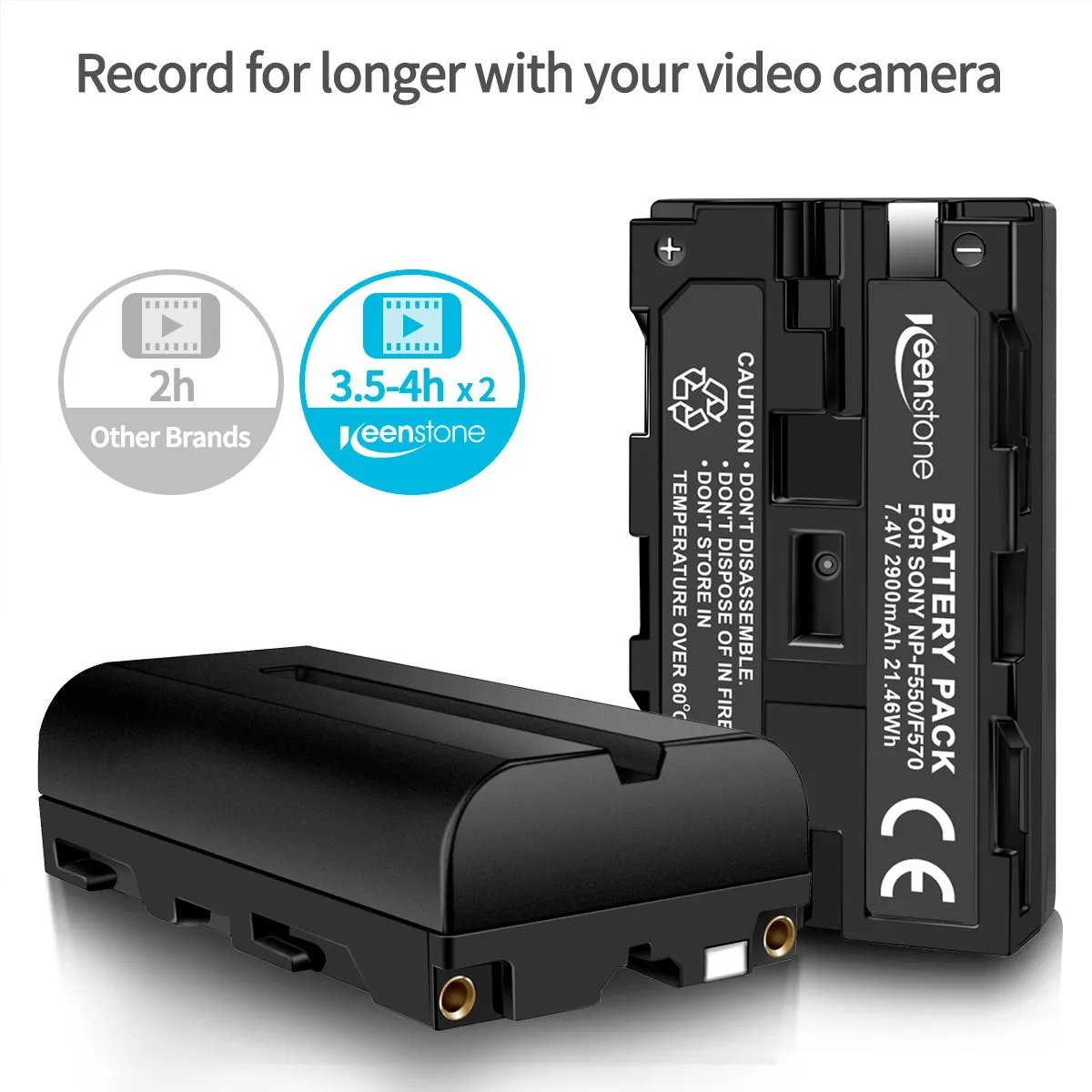 Keenstone NP-F550 batterie caméra 2600mAh lot 2 + chargeur