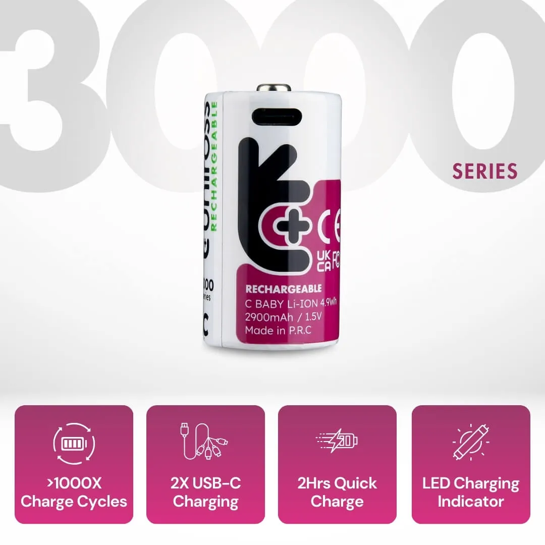 Uniross pile C rechargeable USB-C 1,5V lot de 2