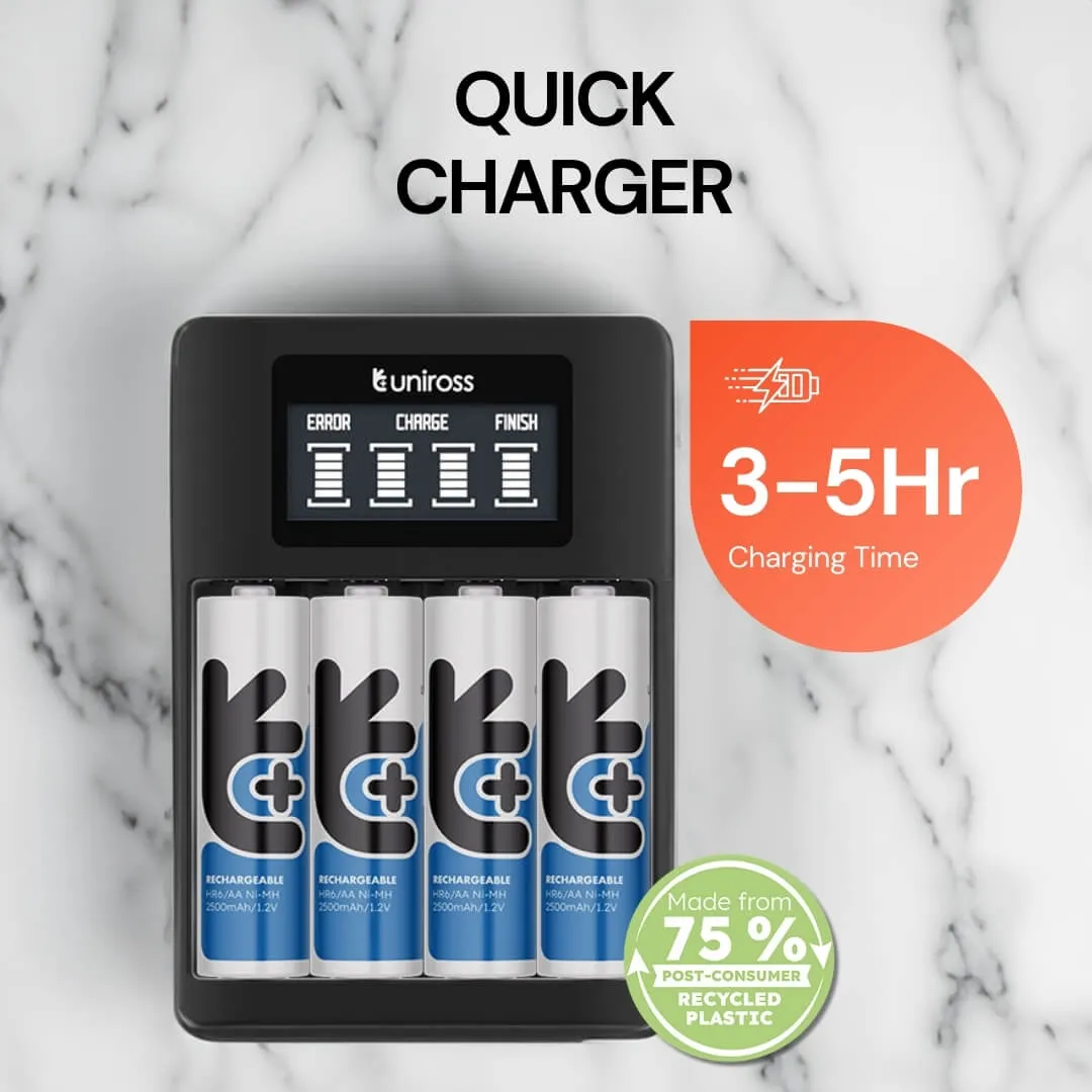 Uniross Quick Charge chargeur piles AA AAA + 2 AA incluses