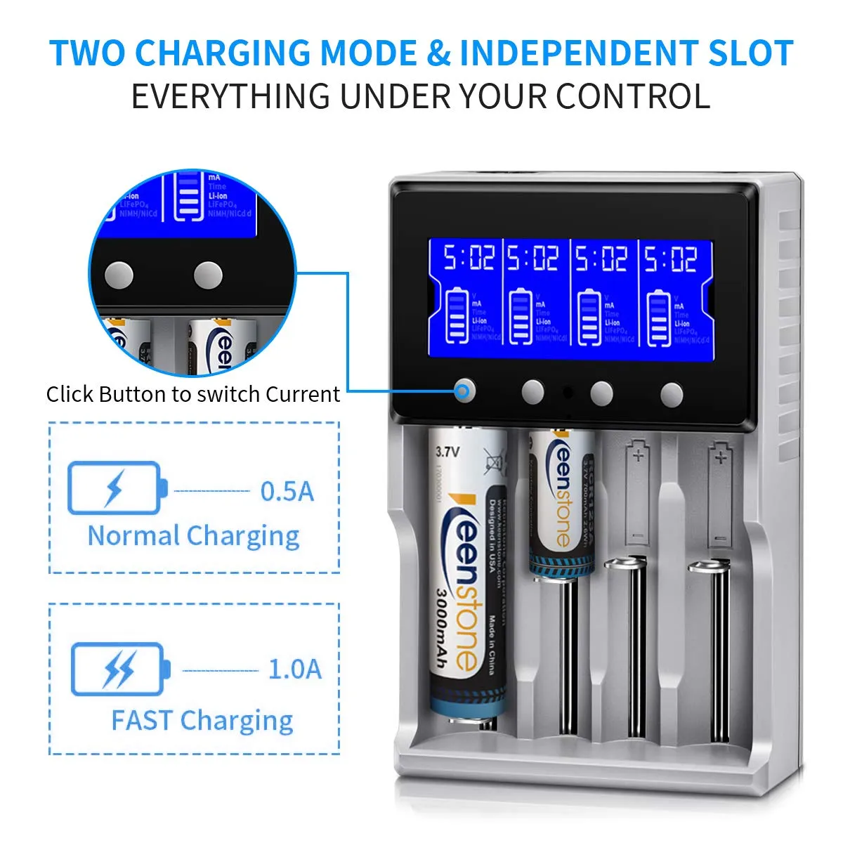 Keenstone chargeur universel 4 emplacements LCD