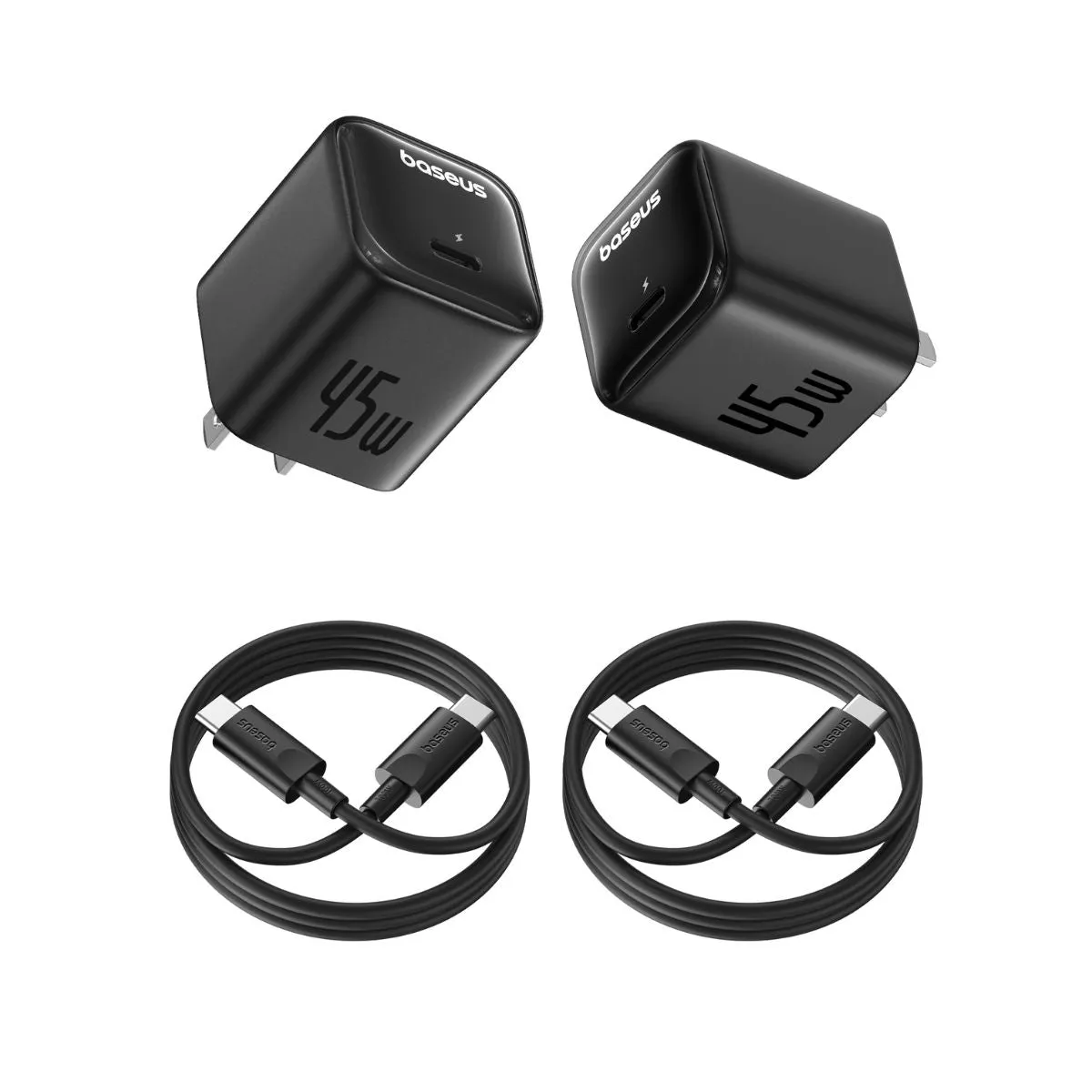 Baseus PicoGo GaN chargeur USB-C 45 W lot de 2 noir et blanc