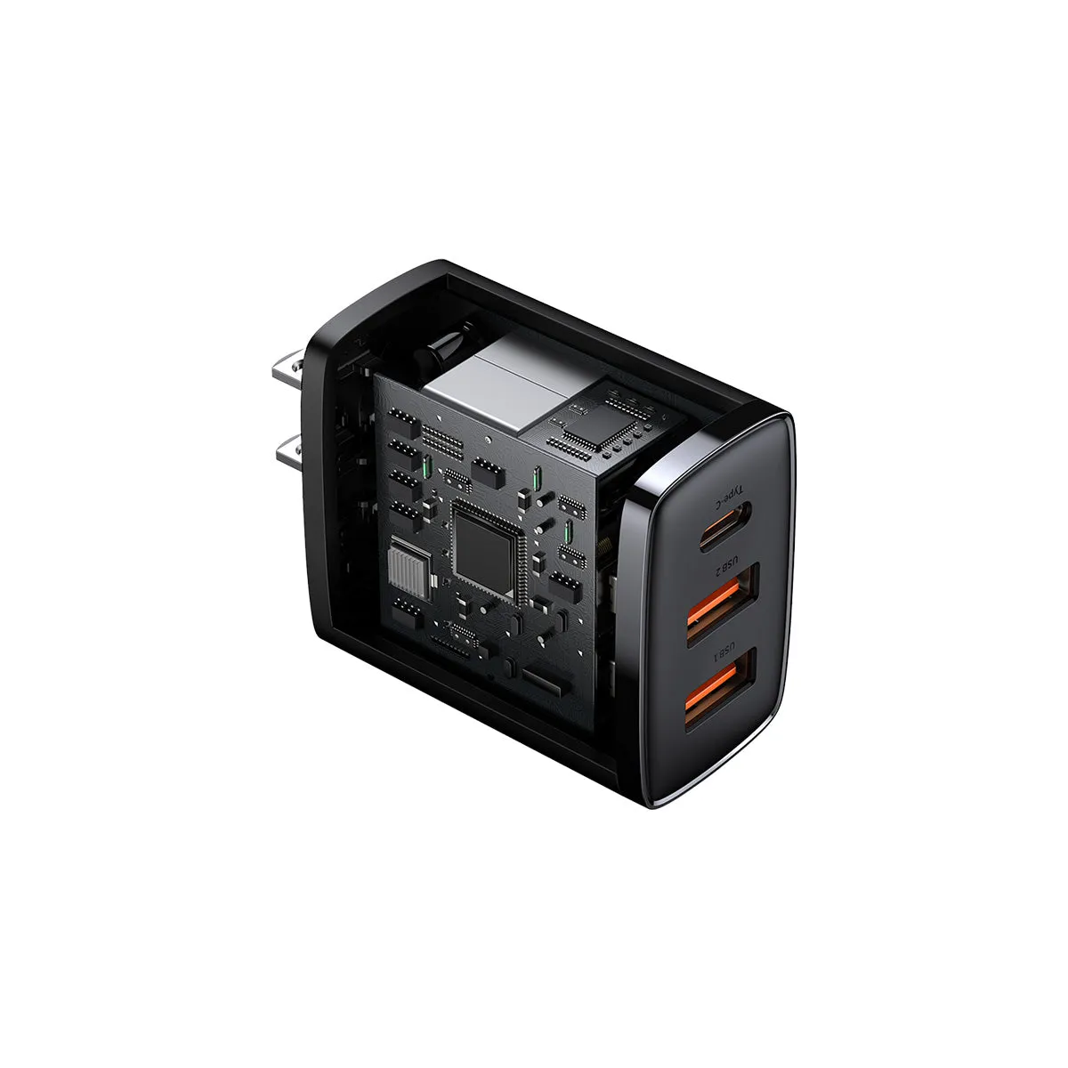Baseus Compact Chargeur 3 ports 30W USB-C USB-A blanc