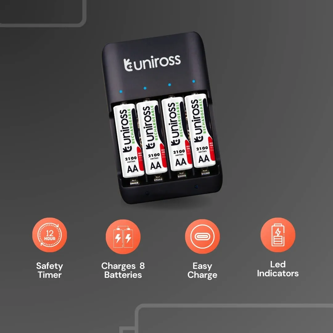 Uniross Compact chargeur piles AA AAA 9V + 4 AA