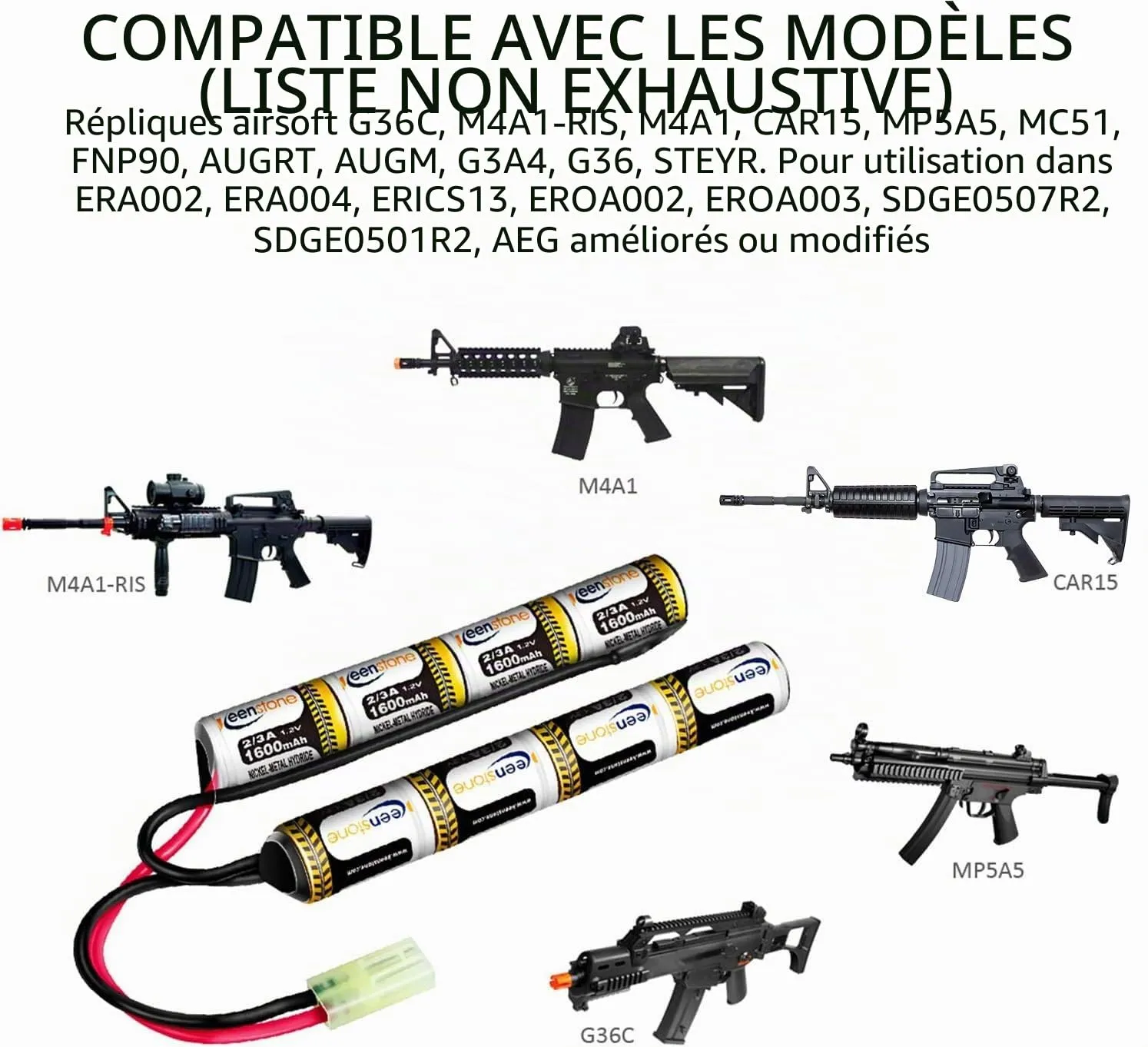 Keenstone batterie airsoft NiMH 9,6V 1600 mAh nunchuk