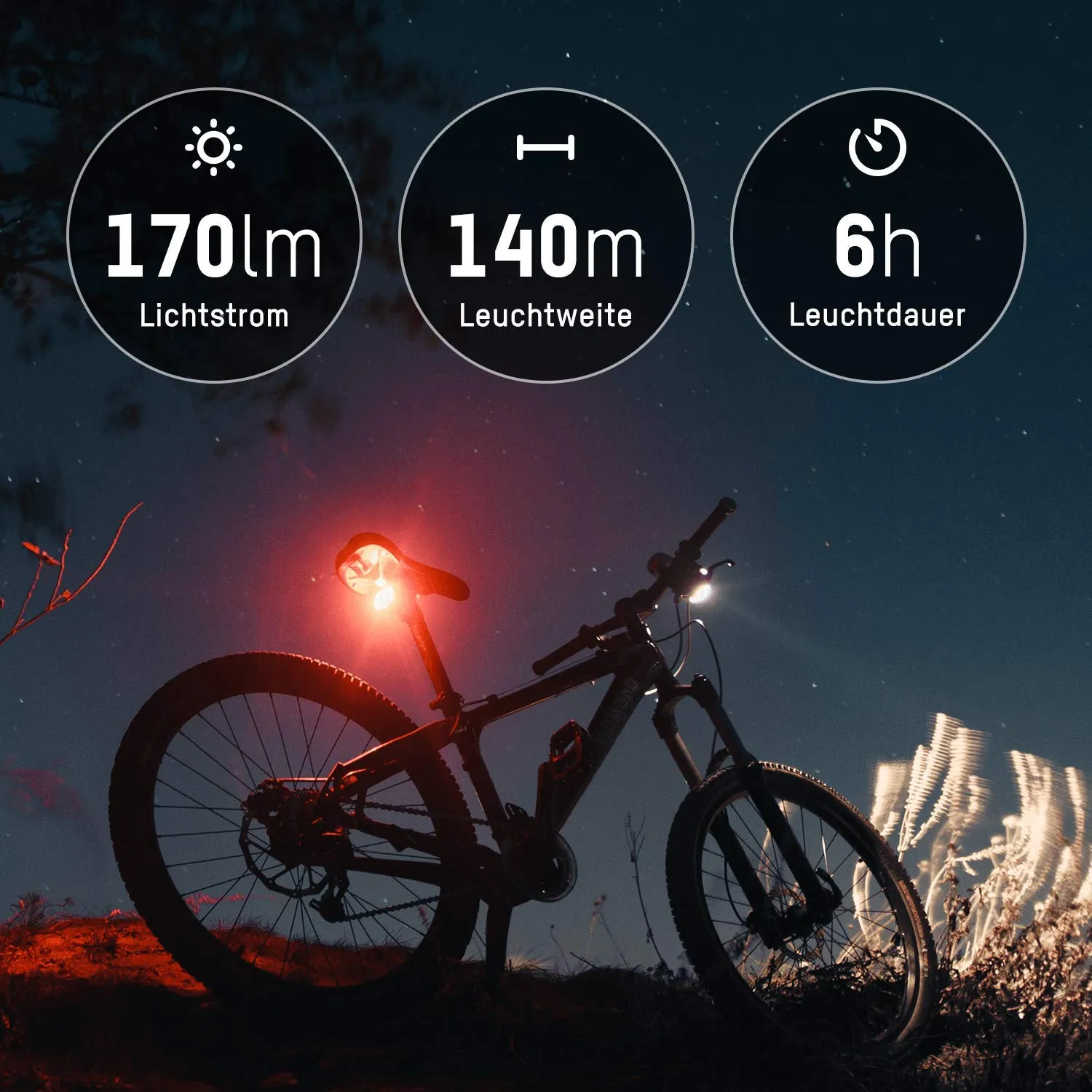 ANSMANN éclairage de vélo rechargeable lot de 2 IPX4