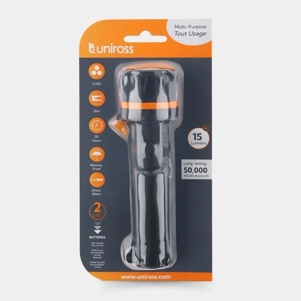 Uniross Heavy Duty Torch 15LM (2XAA) lampe torche LED 15 lm