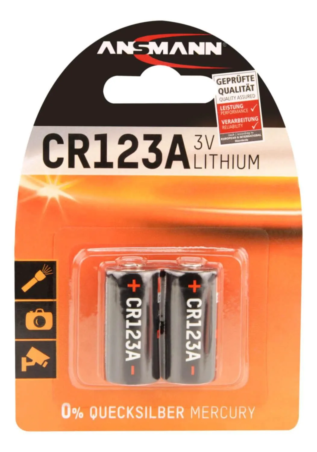 ANSMANN piles lithium CR123A 3 V lot de 8 longue durée